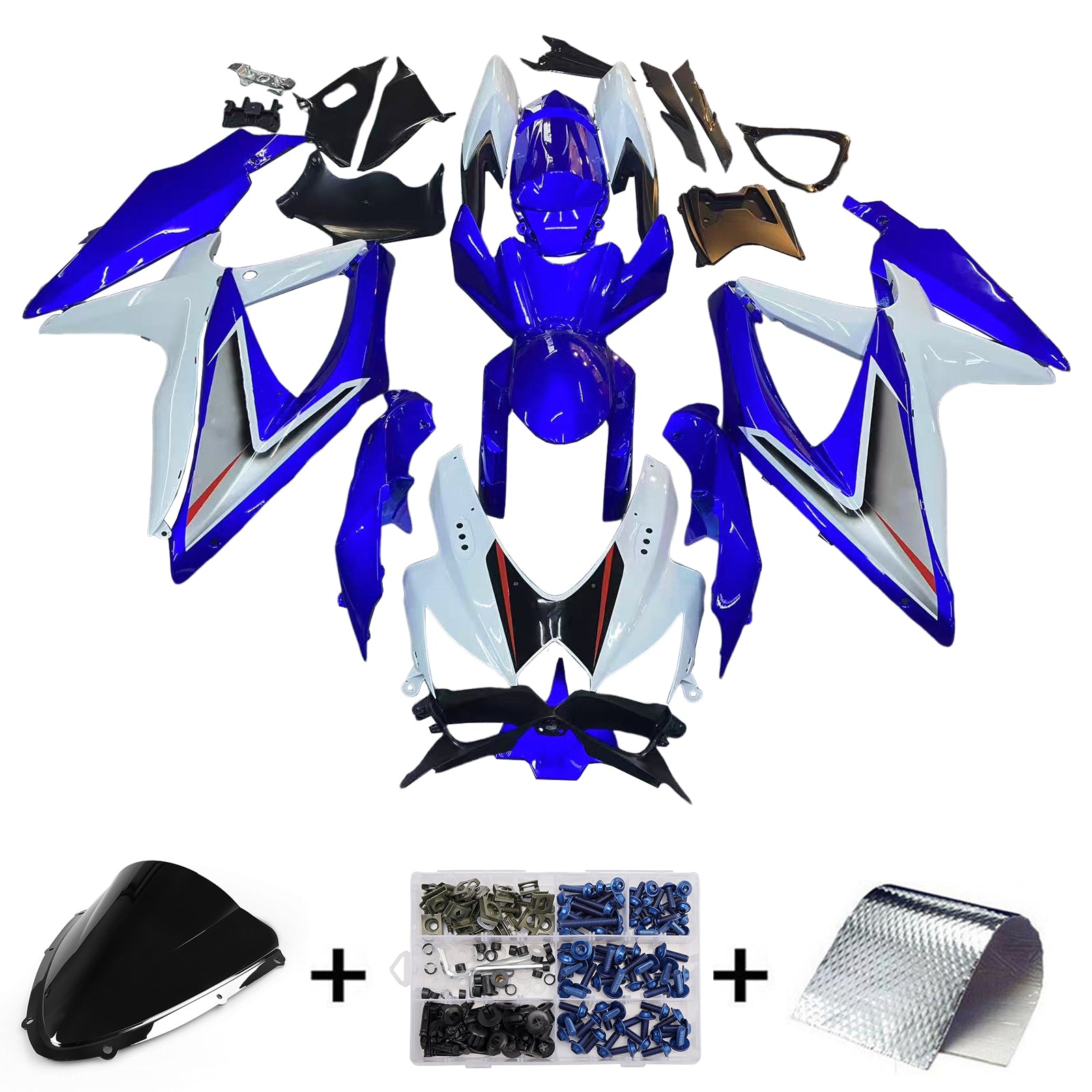 2008-2010 GSXR 600/750 Carénage de carrosserie bleu Ensemble de plastiques moulés par injection ABS générique
