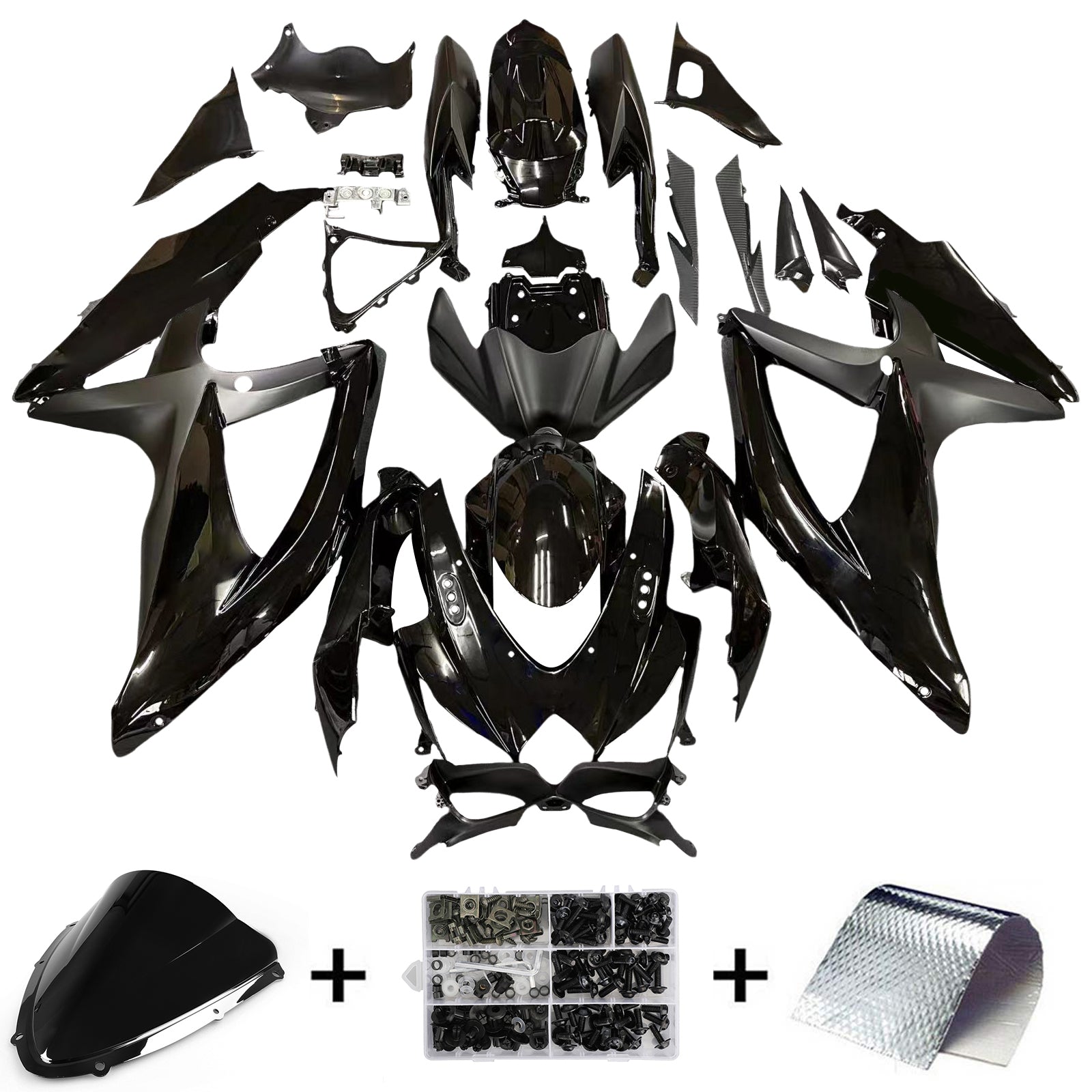2008-2010 Suzuki GSXR 600 750 Všetky Black Suzuki Racing Fairings Generic
