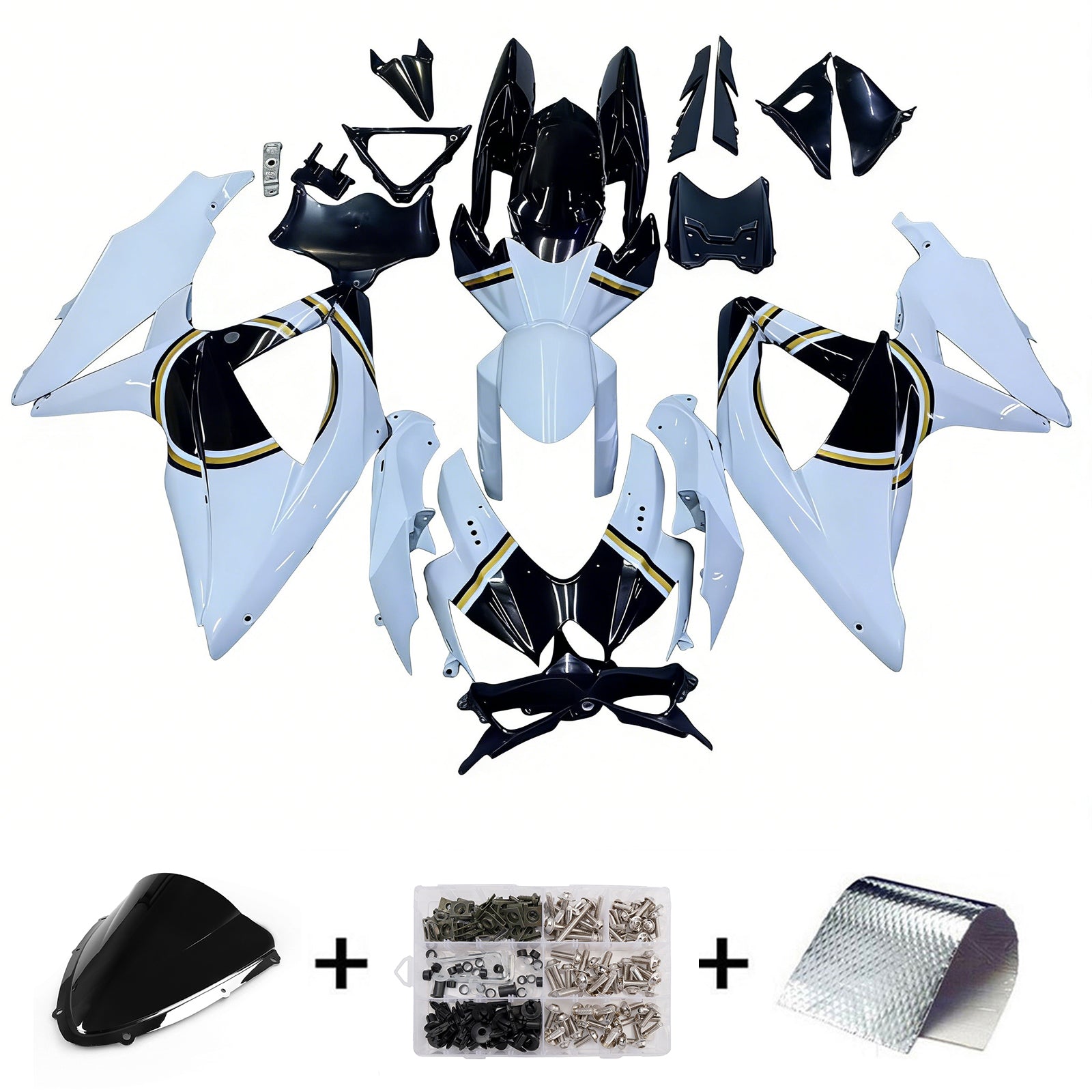 2008-2010 Suzuki GSXR 600 750 Vit Svart Lucky Strike Racing Fairings Generic