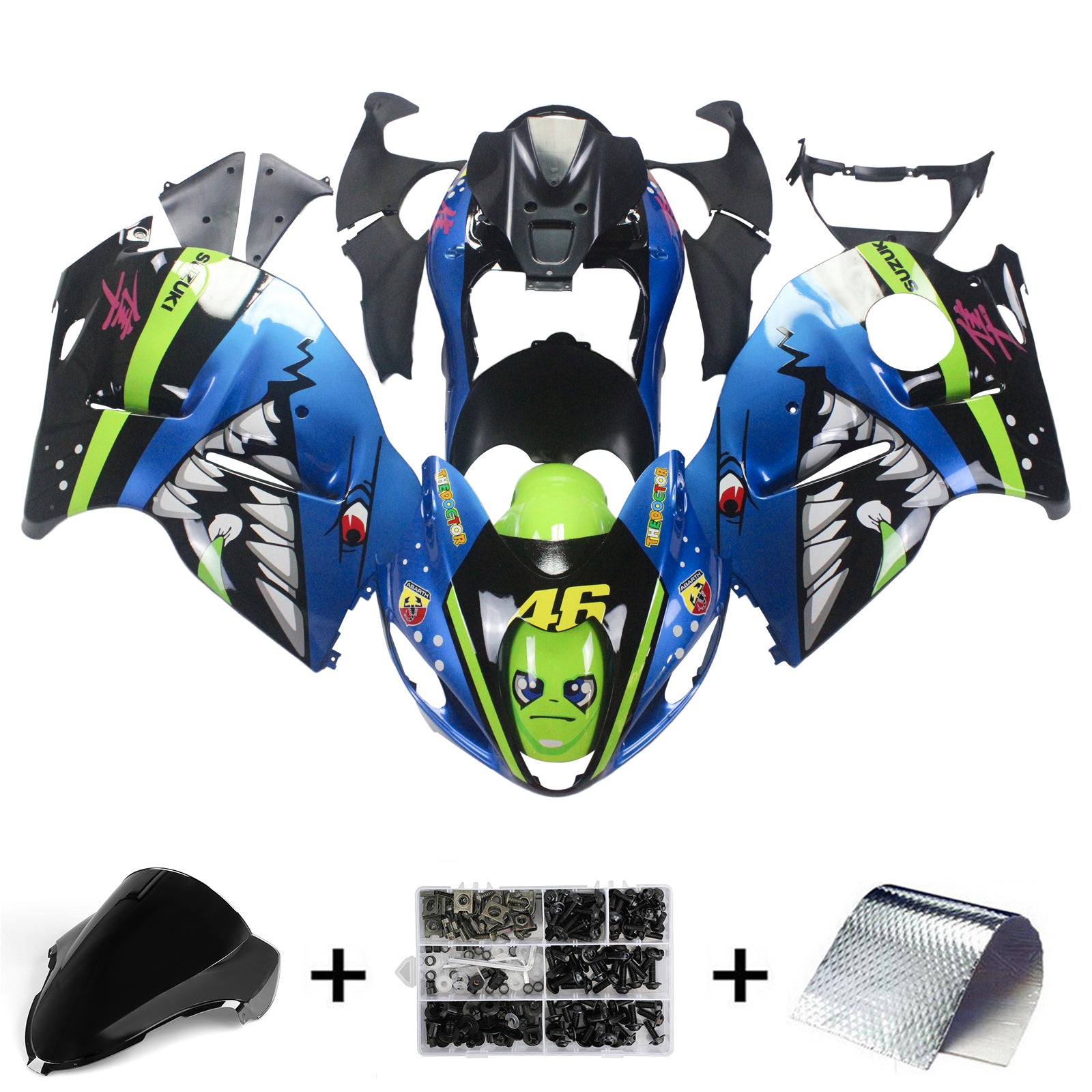 1999-2007 Suzuki Hayabusa GSX1300 Amotopart Injection Fairing Kit Bodywork Plastic ABS #109