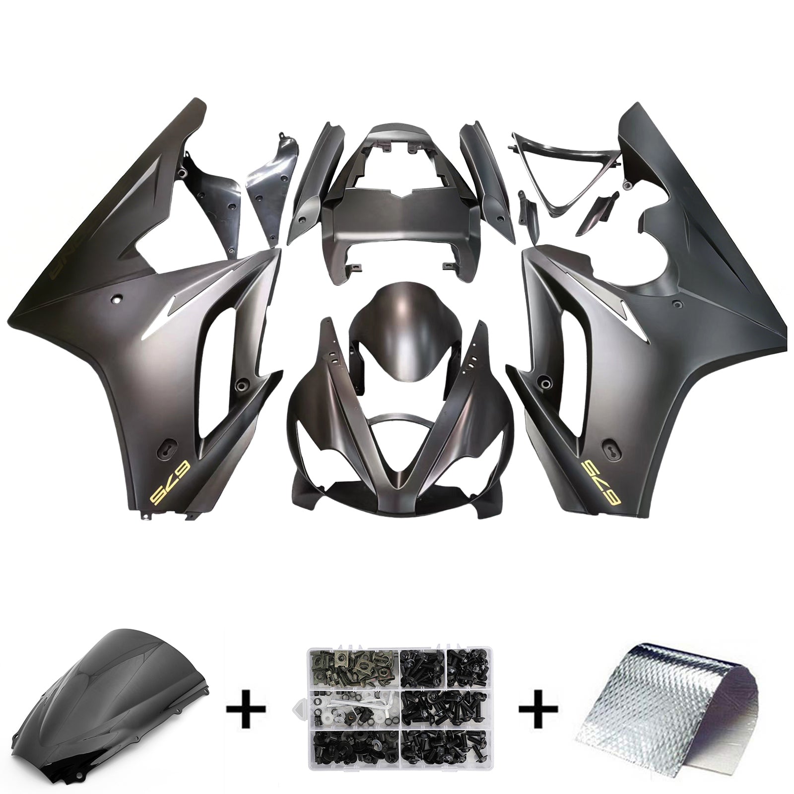 2006-2008 Triumph Daytona 675 Carenado de carrocería negro ABS moldeado por inyección 9# genérico