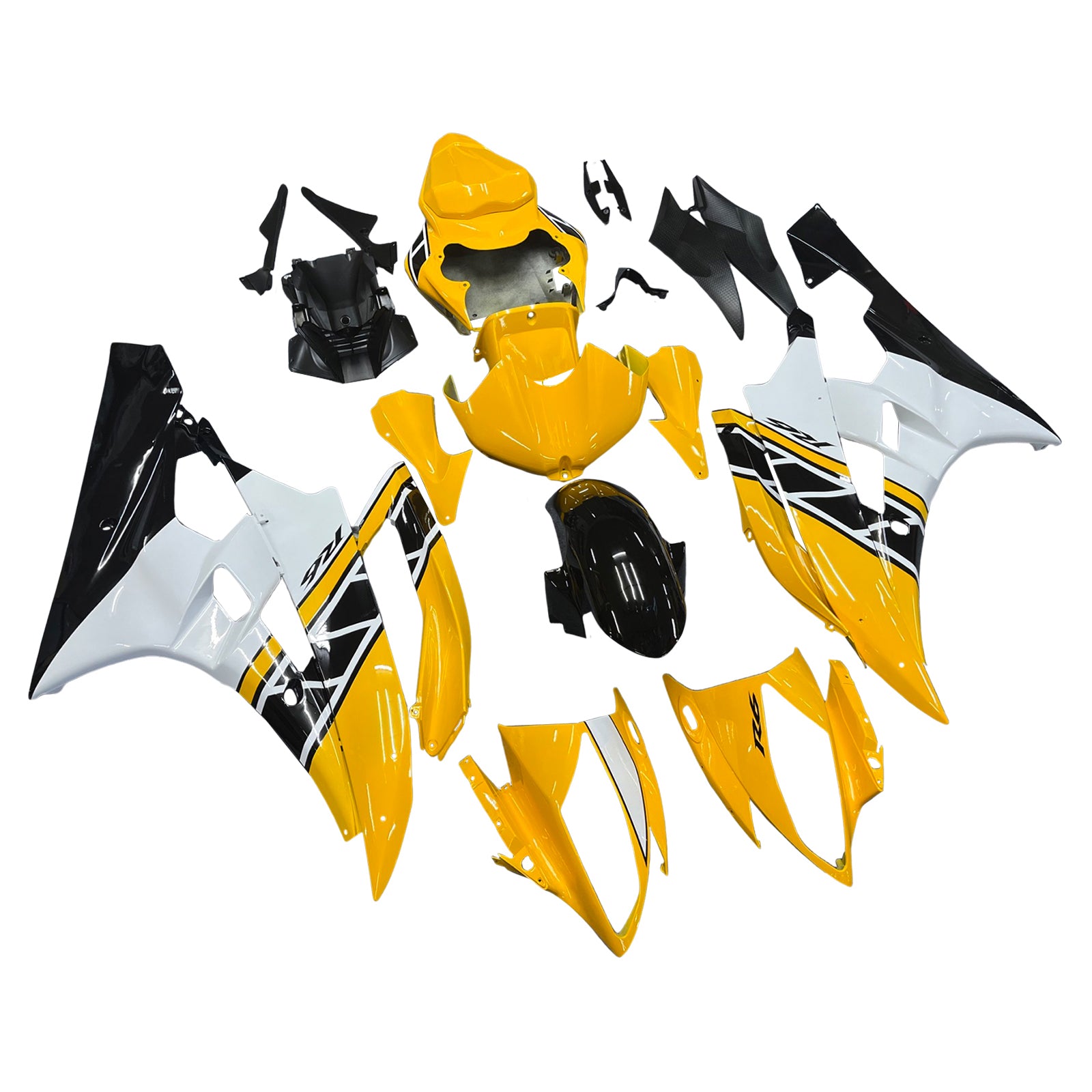 Vstrekovanie na kapotáži Plastová súprava vhodná pre Yamaha YZF-R6 2006 2007 žltá biela generická generická