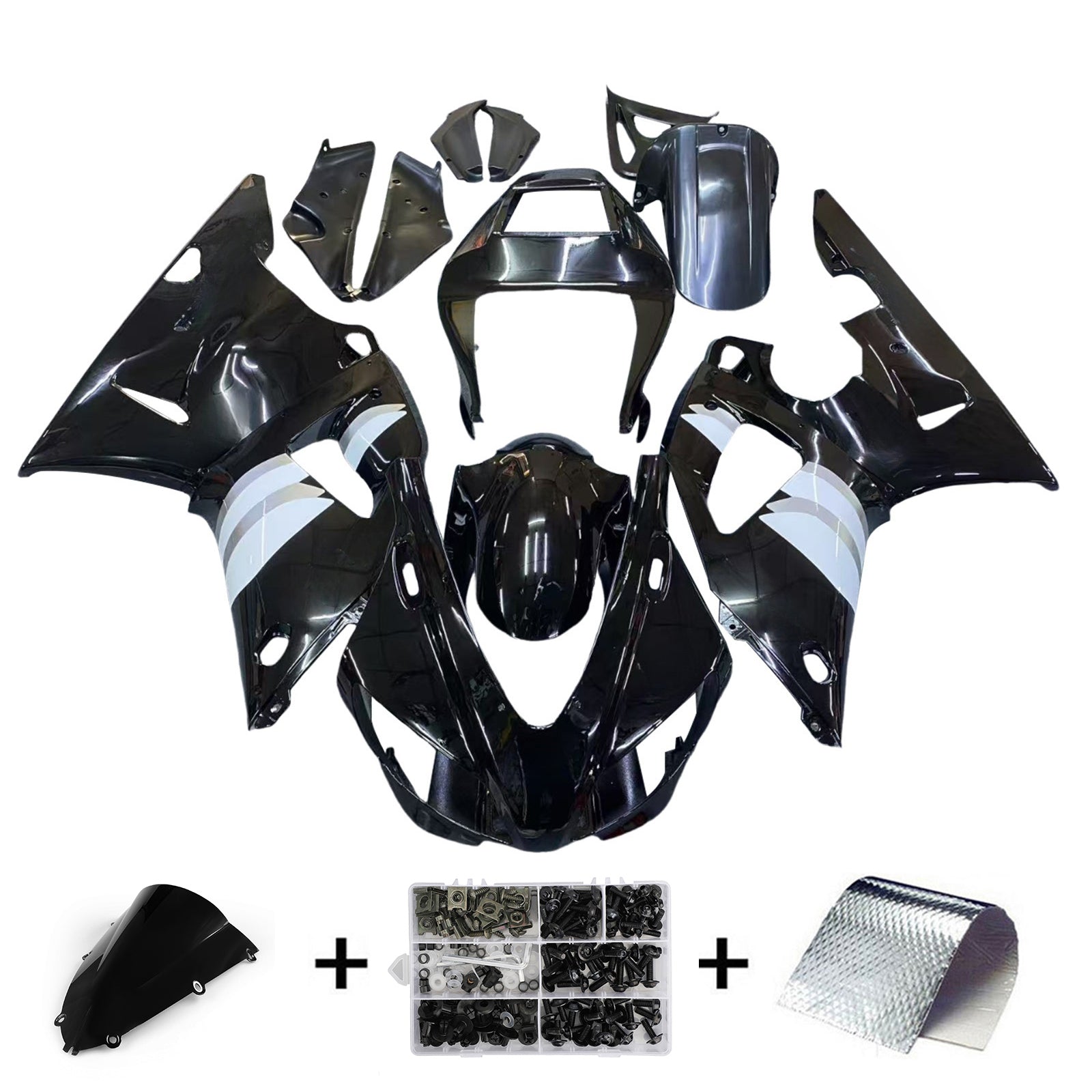 1998-1999 Yamaha YZF-R1 Carénages de course noir blanc générique