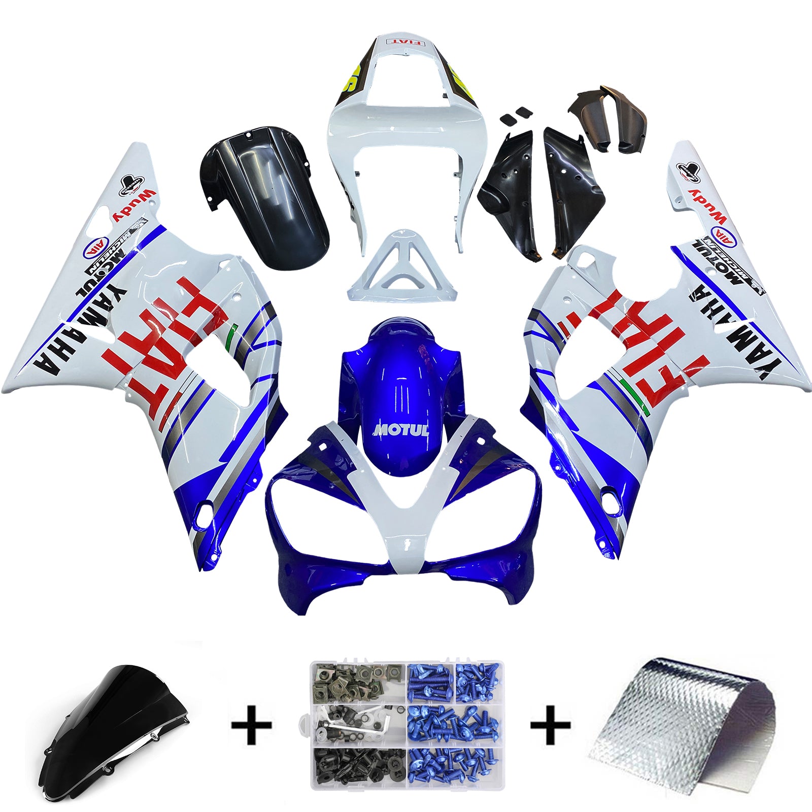 2000-2001 Yamaha YZF-R1 Blue White No.46 Fiat Racing Fairings Generic