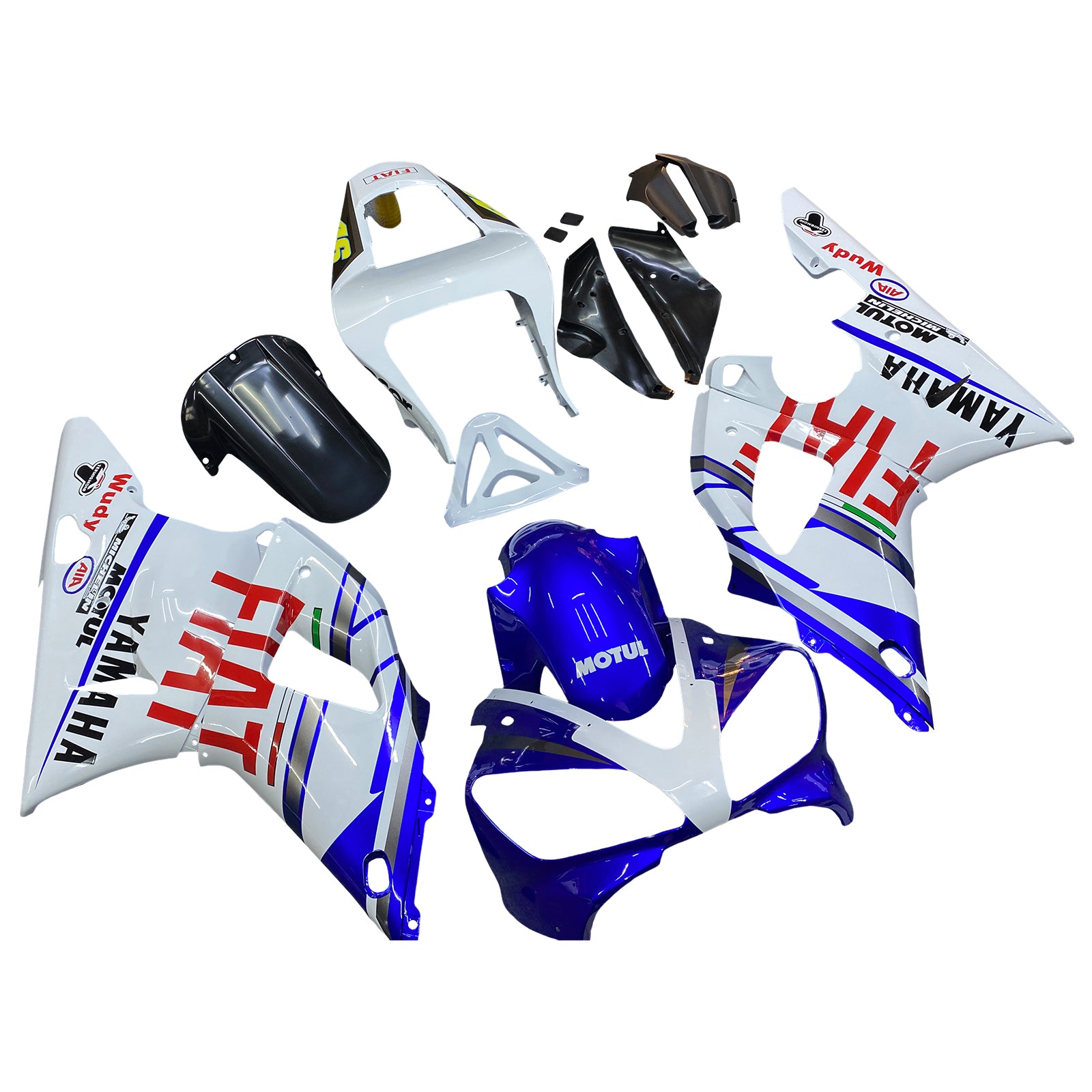 2000-2001 yamaha yzf-r1 Blue blanc n ° 46 Fairings Fiat Racing générique