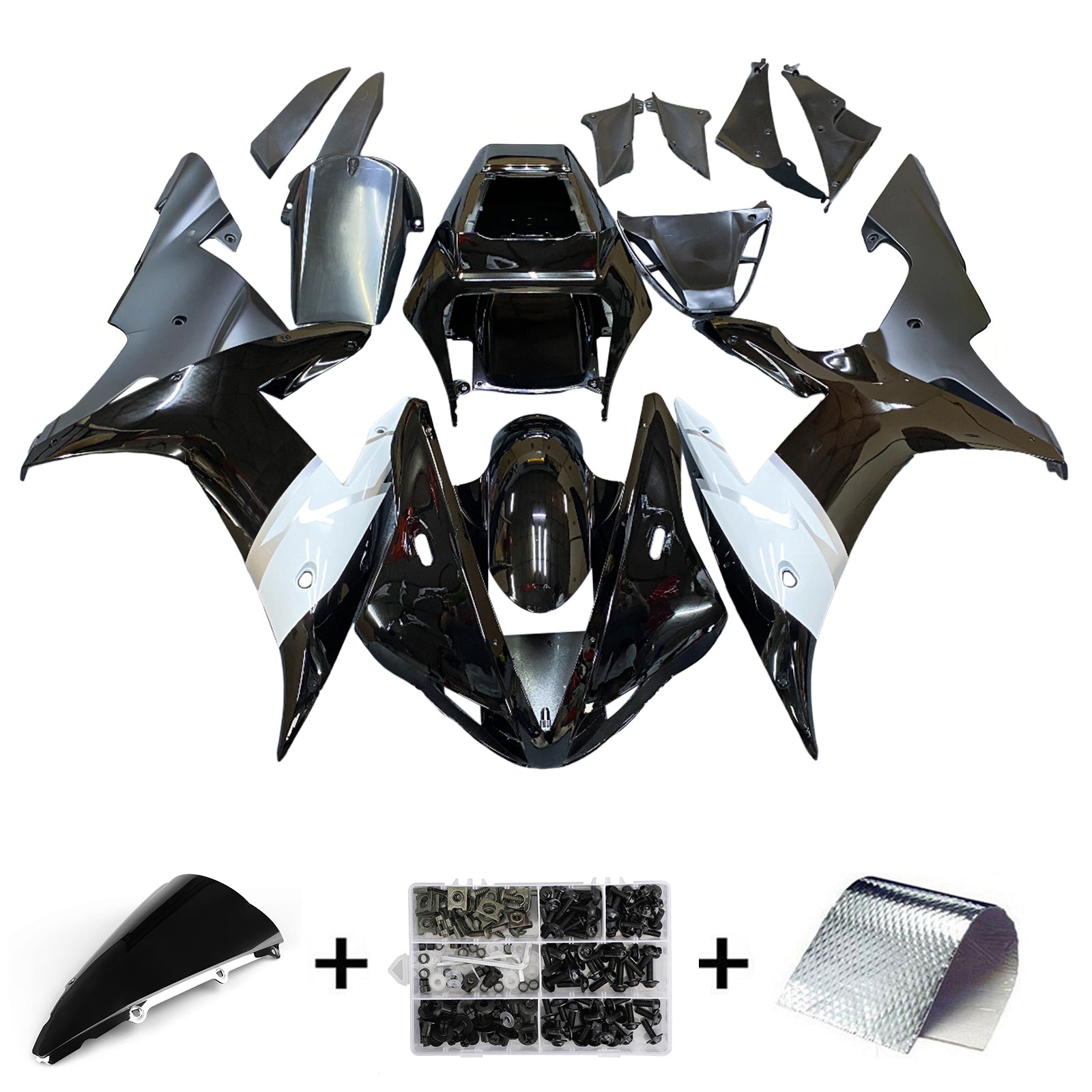 2002-2003 Yamaha YZF-R1 Black R1 Racing Amotopart Fairings Customs Fairing