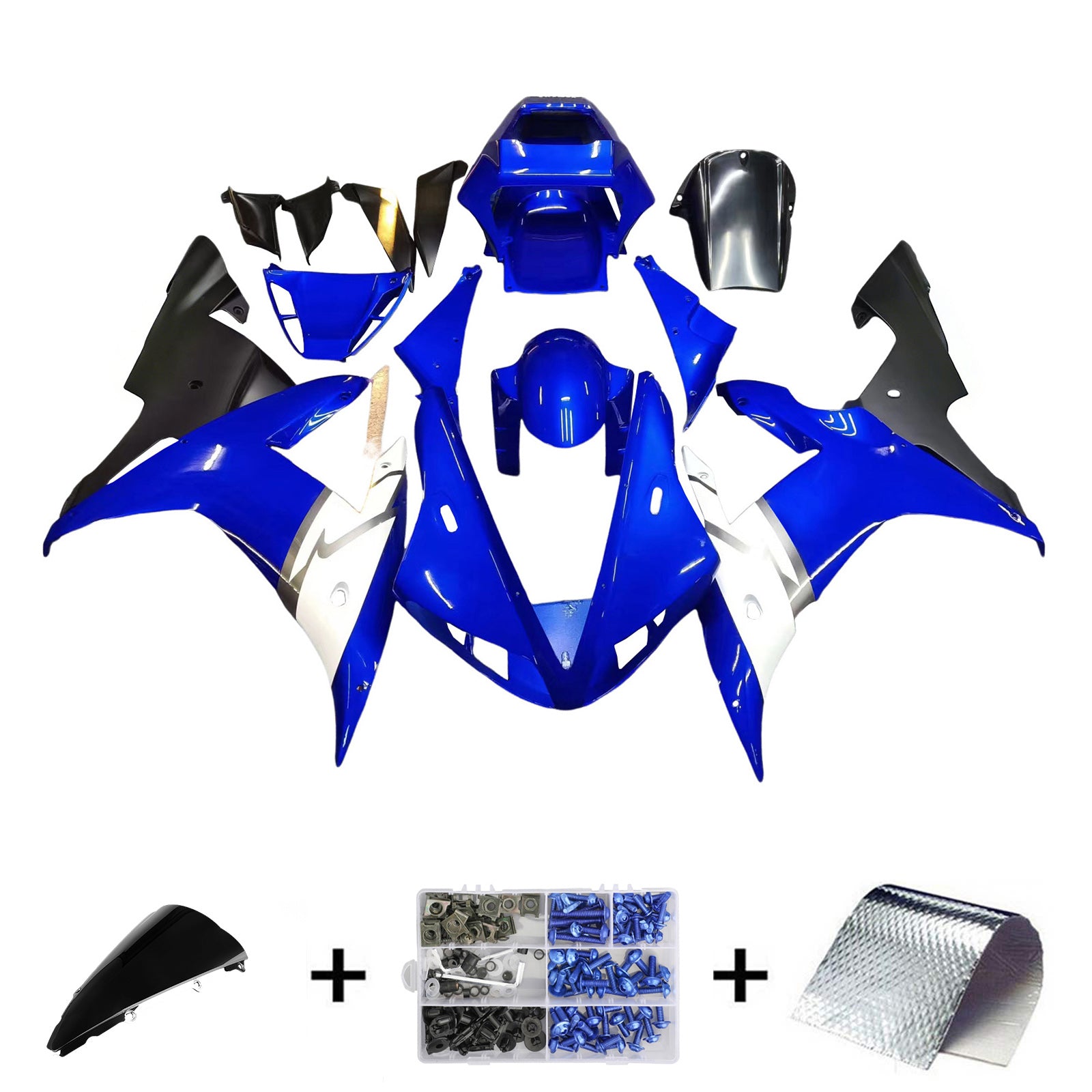 2002-2003 YZF 1000 R1 Carénage de carrosserie bleu Ensemble de plastiques moulés par injection ABS générique