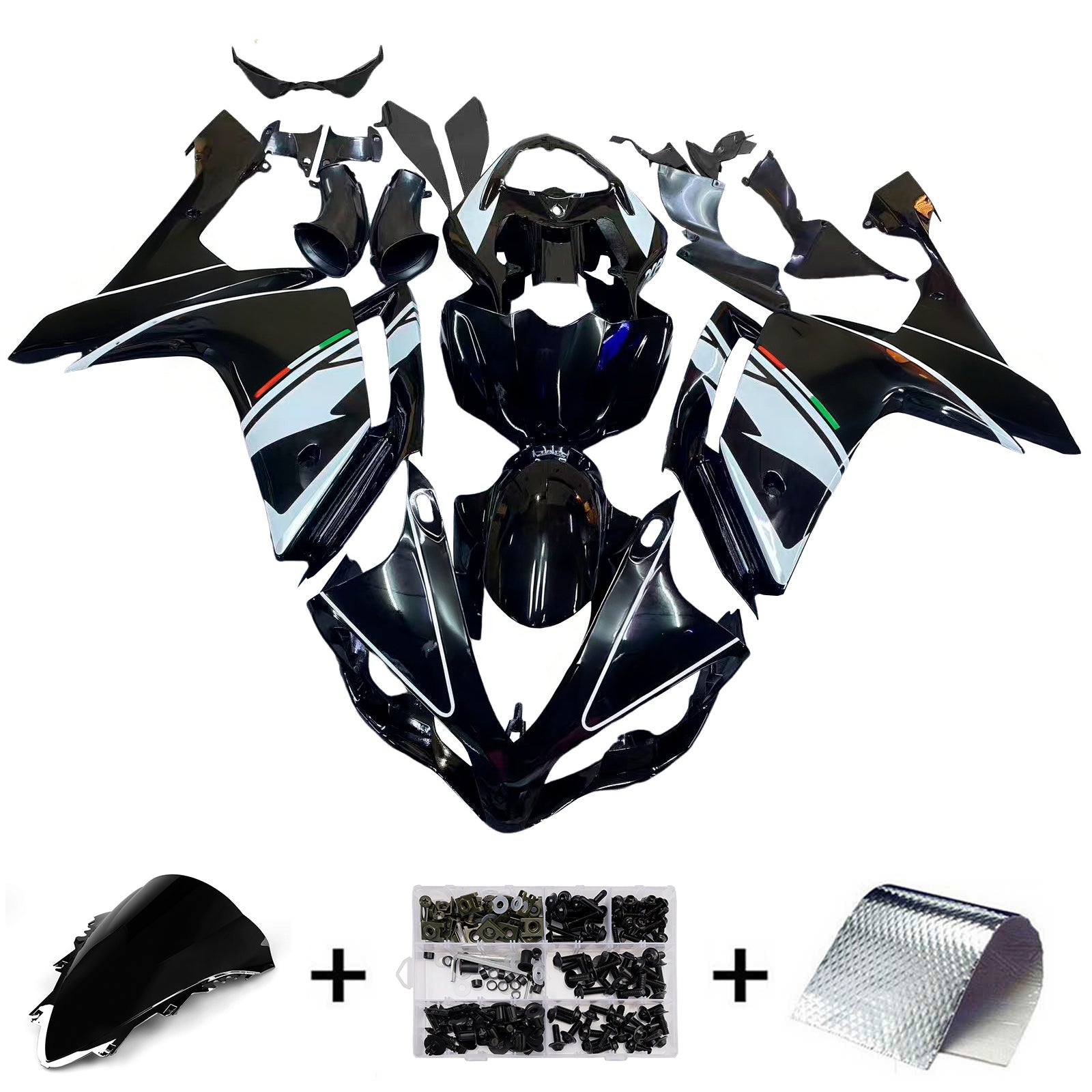 2007-2008 Yamaha YZF-R1 Black Fiat Racing Fairings Generic