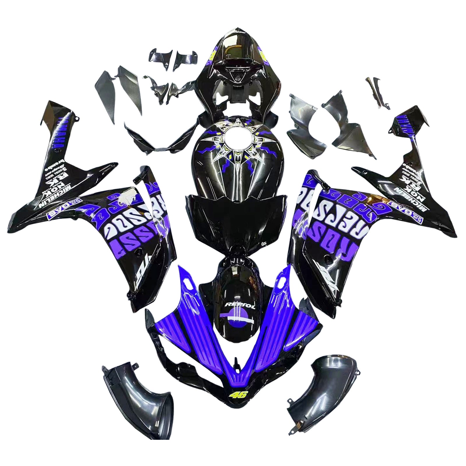 2007-2008 Yamaha YZF 1000 R1 Kit de carénage carrosserie plastique ABS