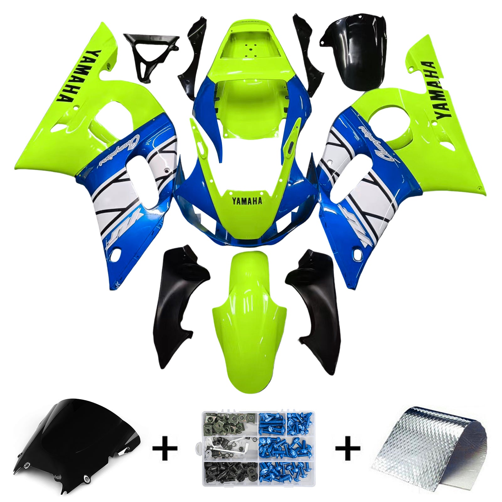 1998-2002 Yamaha yzf 600 R6 Kit de camence d'injection de carrosserie en plastique ABS # 127