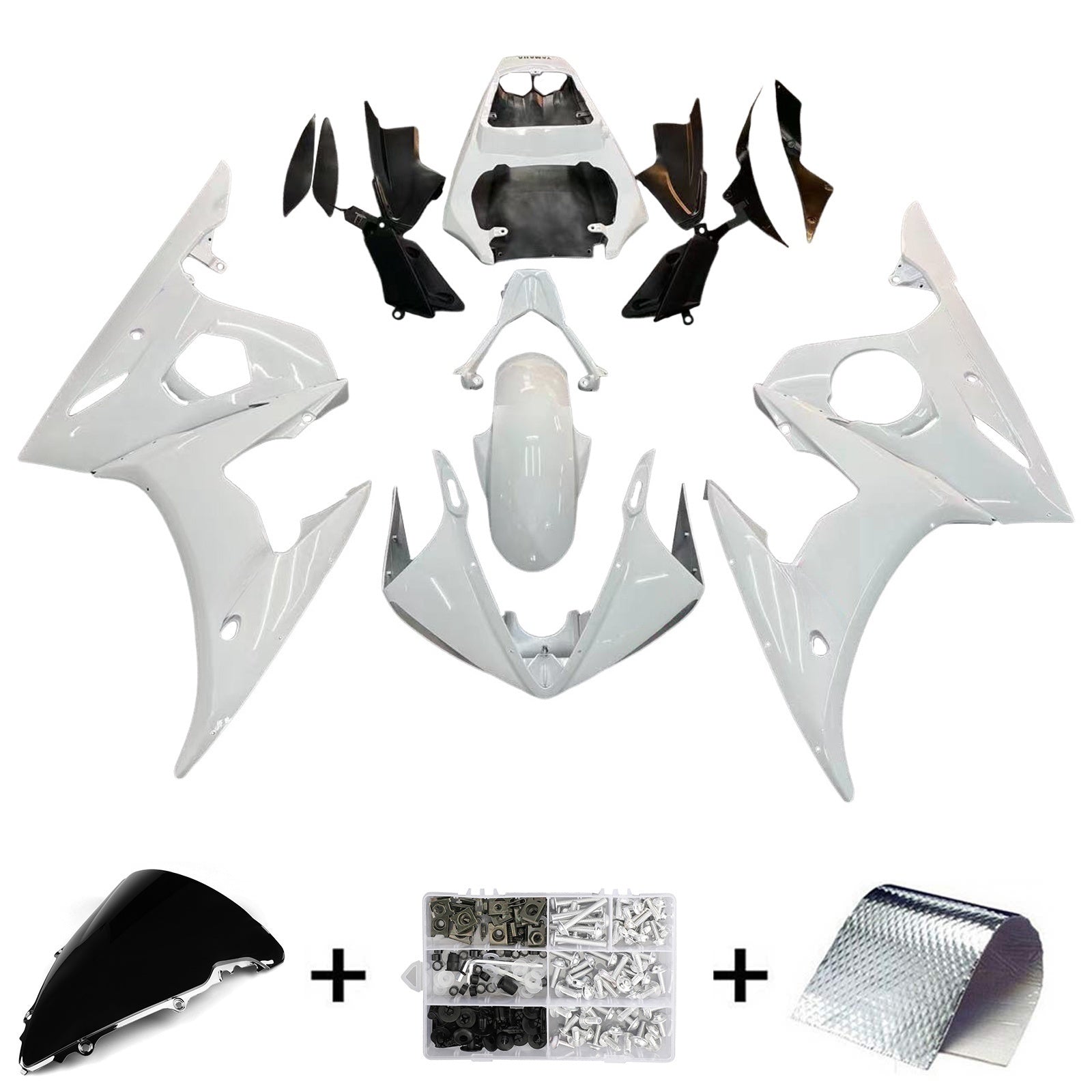 Yamaha R6 2003-2004 & Kit de carenado blanco para YZF R6S 2006-2009