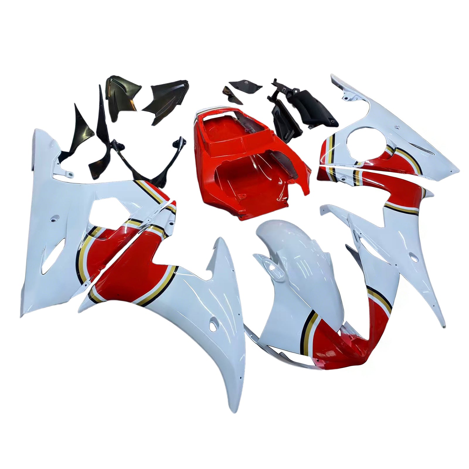 Yamaha R6 2003-2004 & Carénage rouge pour YZF R6S (2006-2009)&WKit de couleur blanche