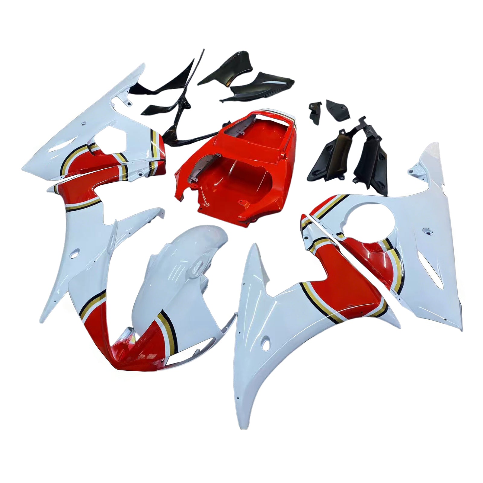 Yamaha R6 2003-2004 & Carénage rouge pour YZF R6S (2006-2009)&WKit de couleur blanche