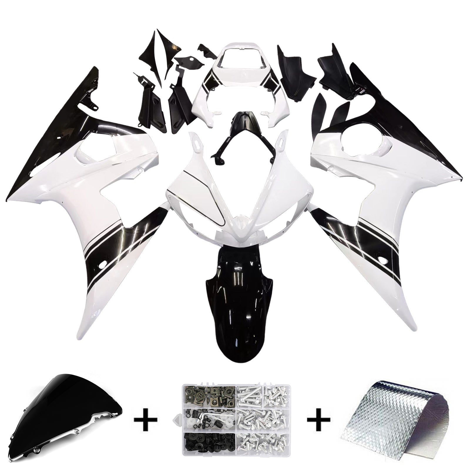 Yamaha R6 2003-2004 & Carenado blanco YZF R6S 2006-2009&Kit de color negro