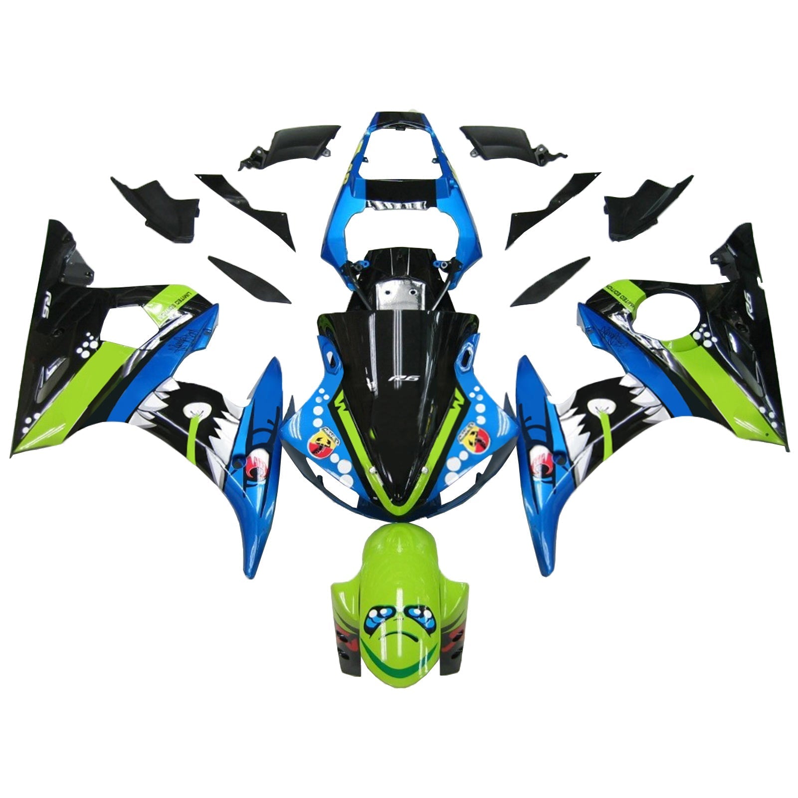 2003-2004 Yamaha YZF 600 R6 2006-2009 R6S Injeksjon Fairing Kit Bodywork Plastic ABS #145
