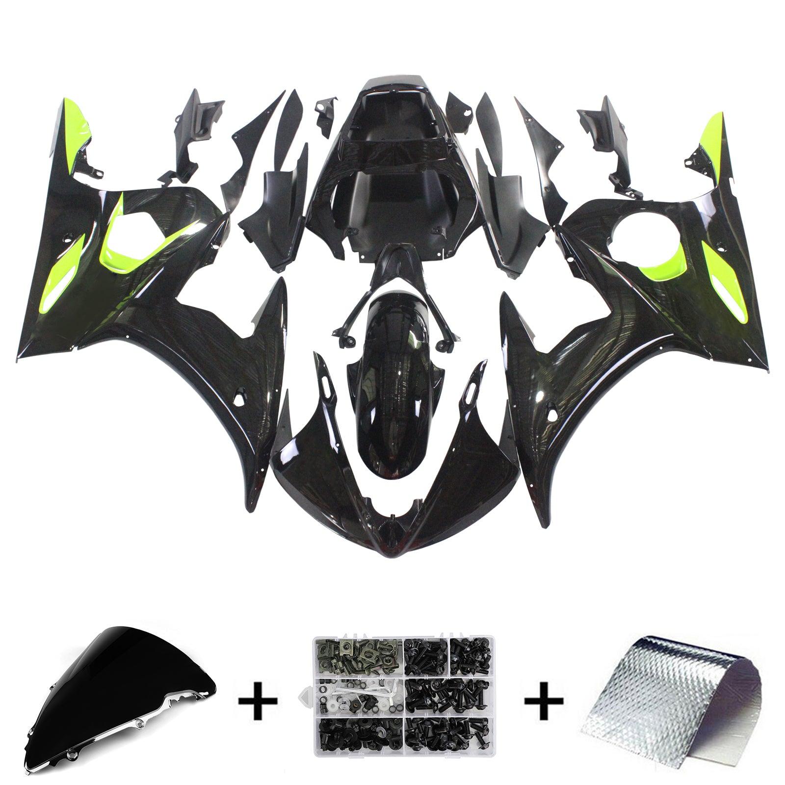 2003-2004 Yamaha YZF 600 R6 2006-2009 R6S Amotopart Kit de carenado de inyección Carrocería Plástico ABS # 149