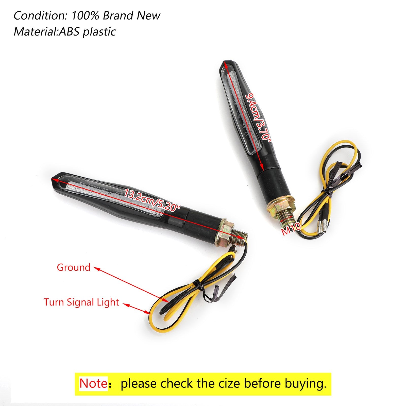 2x M10 LED de flujo secuencial luces indicadoras de señal de giro para motocicleta lámpara ámbar