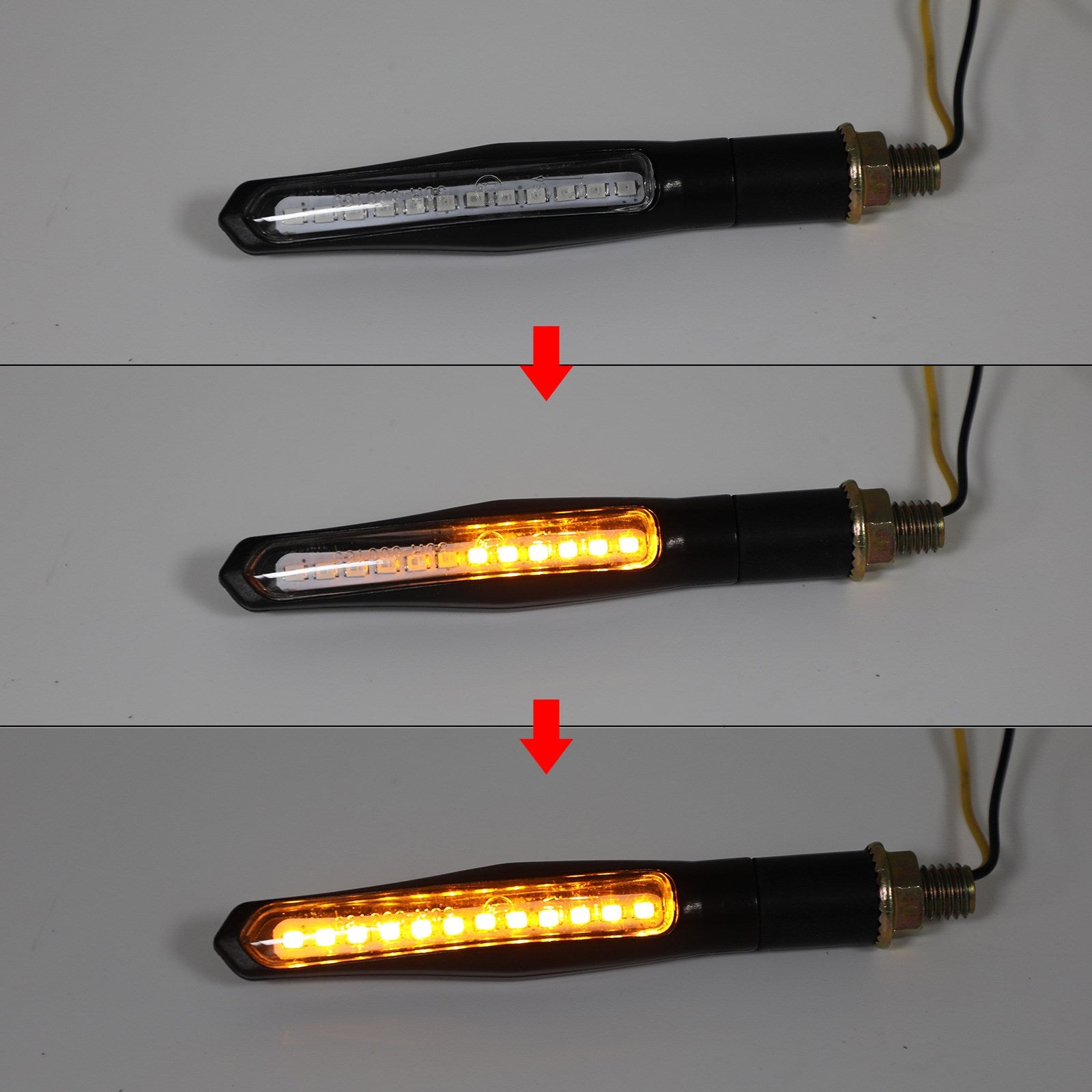 2x M10 LED de flujo secuencial luces indicadoras de señal de giro para motocicleta lámpara ámbar