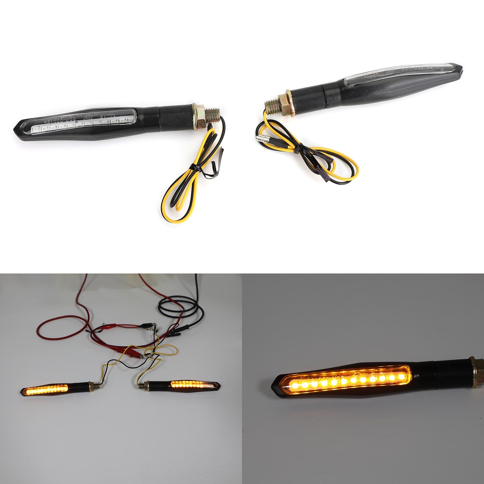 2x M10 LED de flujo secuencial luces indicadoras de señal de giro para motocicleta lámpara ámbar