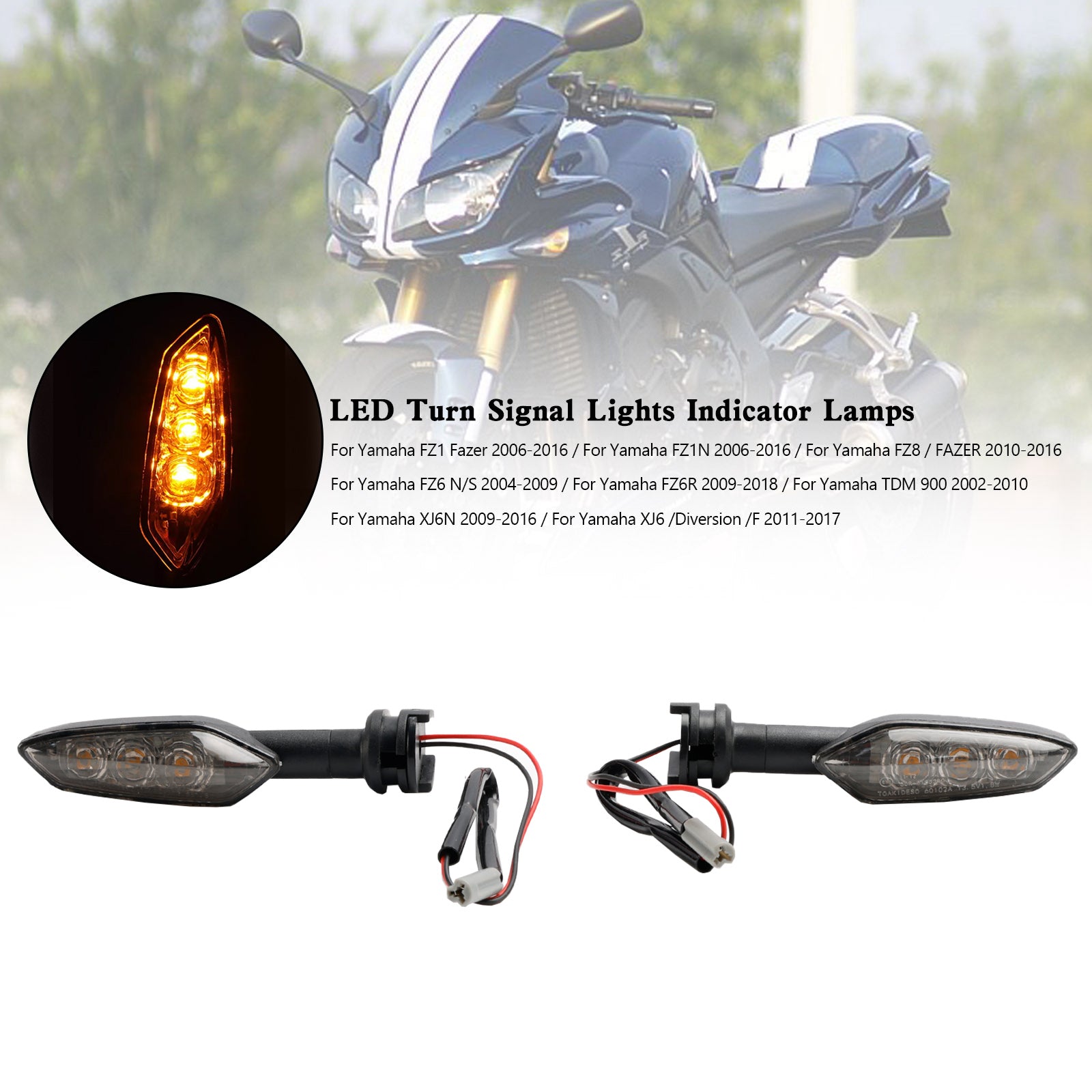 LED-blinkers lampor Amber-indikatorlampor för Yamaha FZ1N 2006-2016