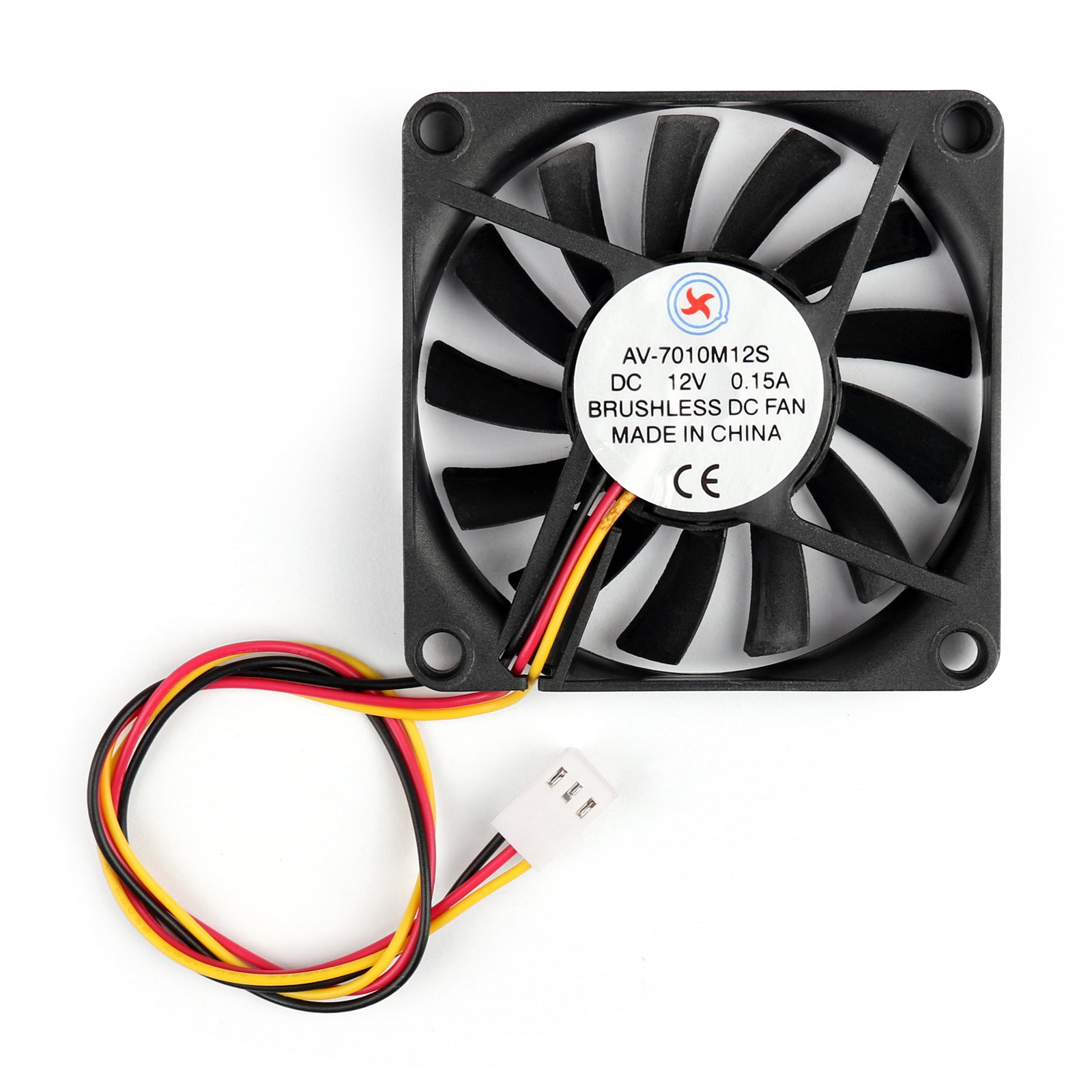 Koeldraadventilator Computer DC 7010s PC Pin 3 0,15A 12V borstelloos U3 70x70x10mm