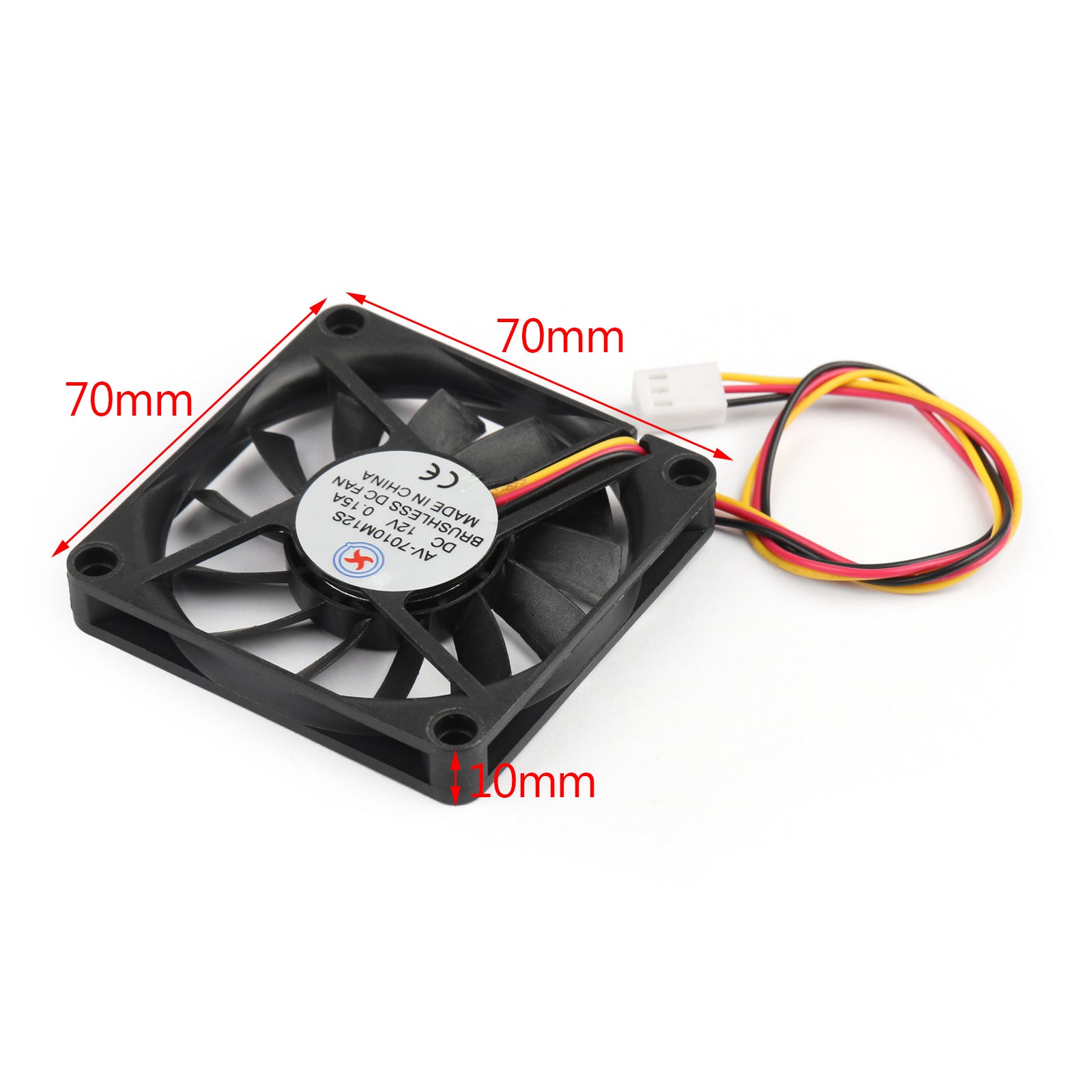 Koeldraadventilator Computer DC 7010s PC Pin 3 0,15A 12V borstelloos U3 70x70x10mm