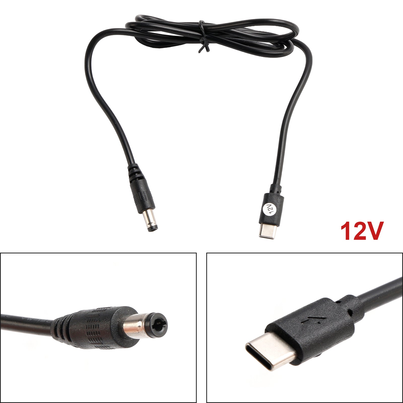 USB Type-C till 12V DC 5,5 mm*2,5 mm adapterkabel 1m 39.37 tum PD-laddningssladd
