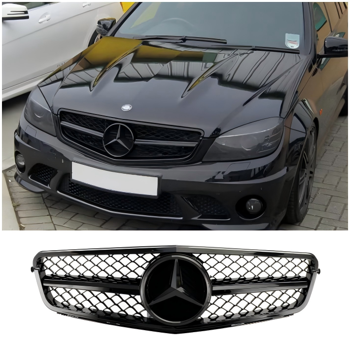 C-Class Benz W204 C300 C350 2008-2014 C63 Style Gloss Black Grill Grille