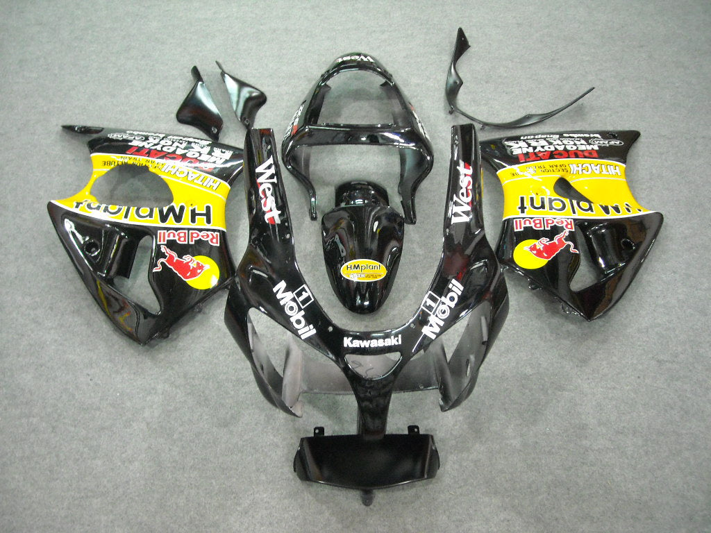Carenado negro Kawasaki ZX6R 2000-2002&Kit amarillo