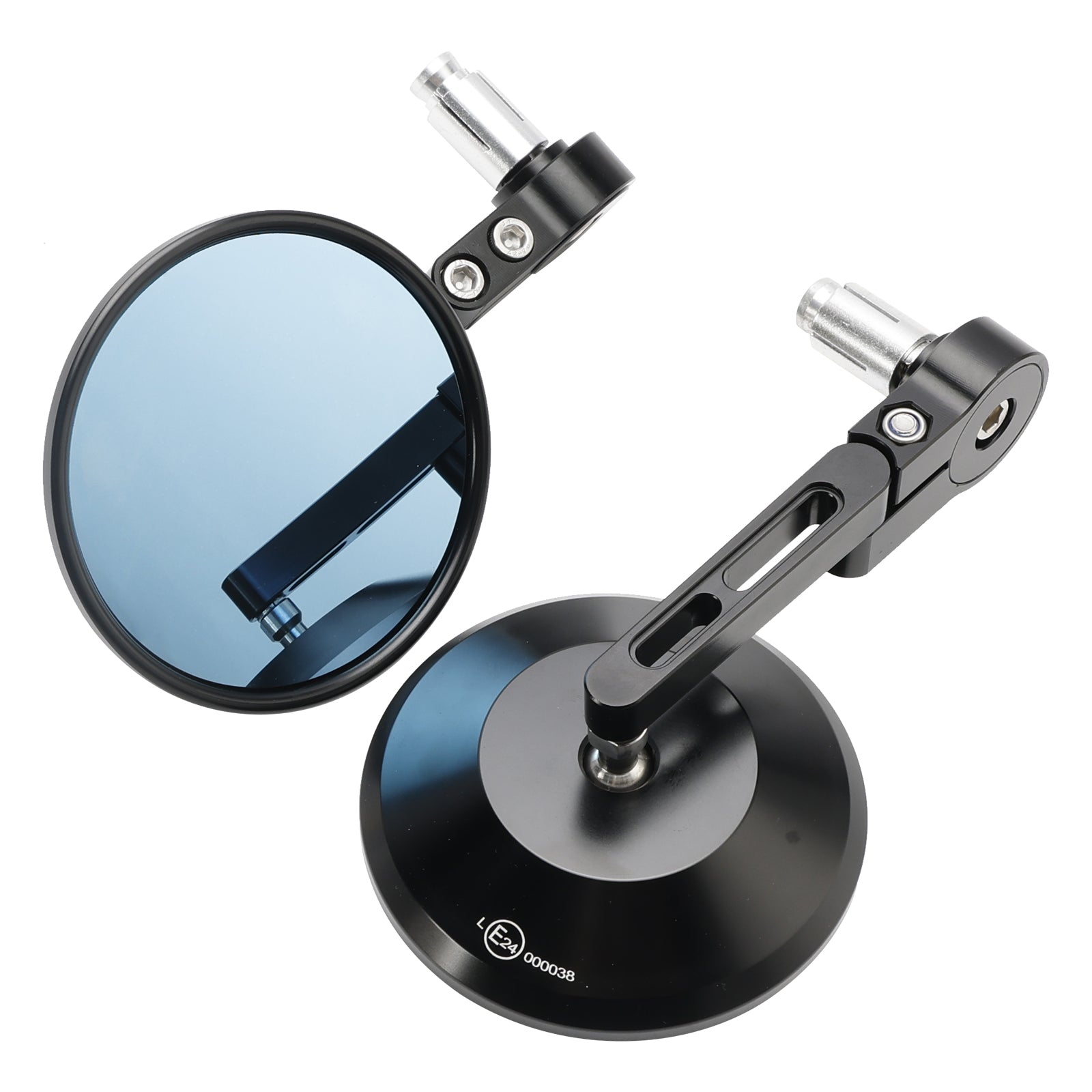 7/8" Espejos redondos antideslumbrantes de 22 mm con extremo de manillar de cristal azul para Street Tracker Sport