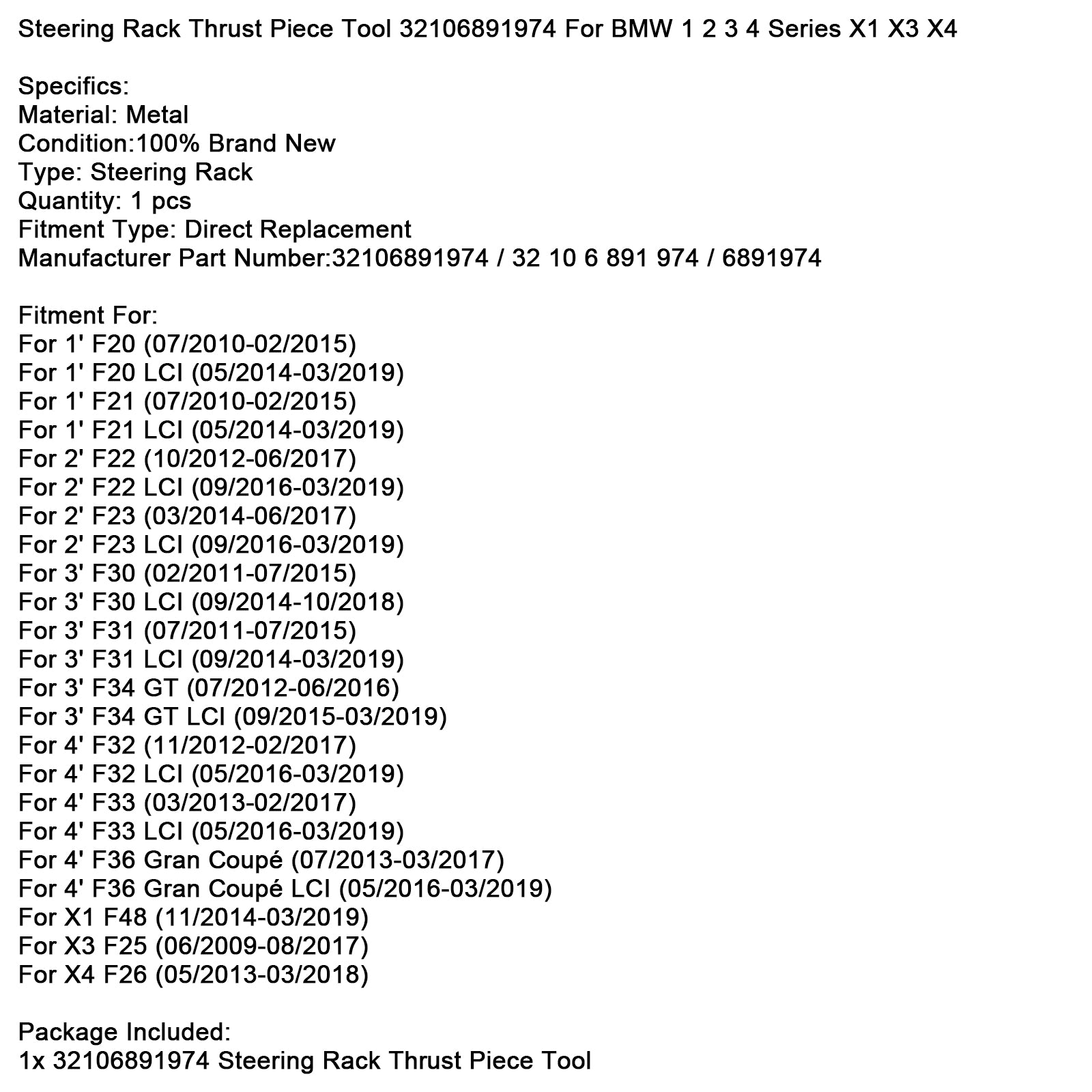Styrstångsverktyg 32106891974 För BMW 1 2 3 4 Series X1 X3 X4