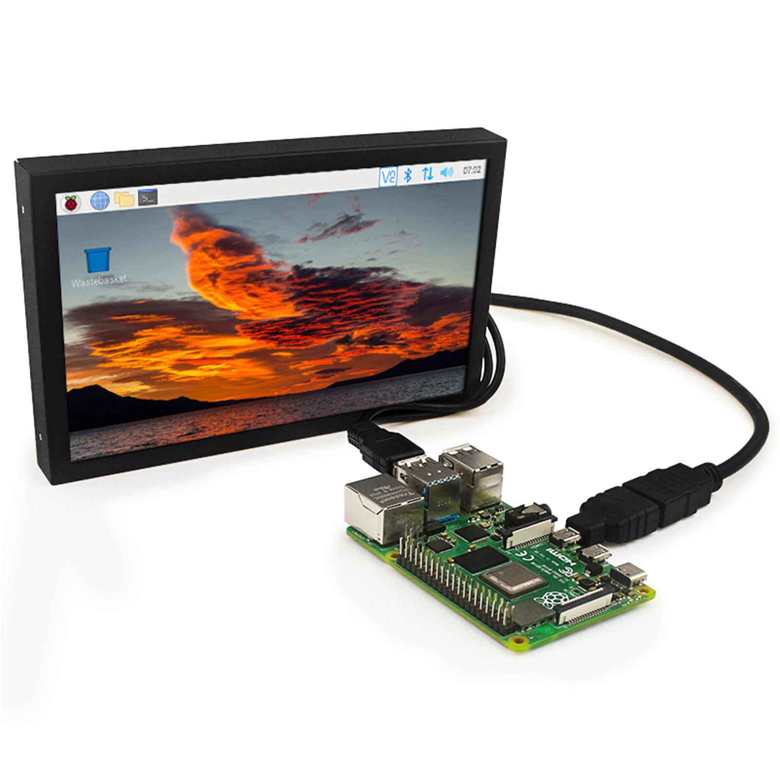 7-tums HD IPS Display VGA/AV/HDMI-gränssnitt Raspberry Pi PI-övervakningsskärm