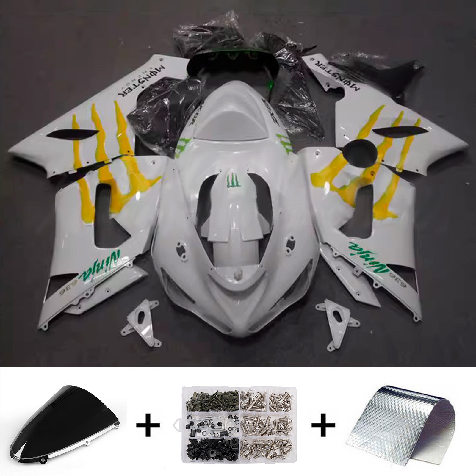 Injection Fairing Kit Bodywork Plastic ABS fit For Kawasaki ZX6R 636 2005-2006