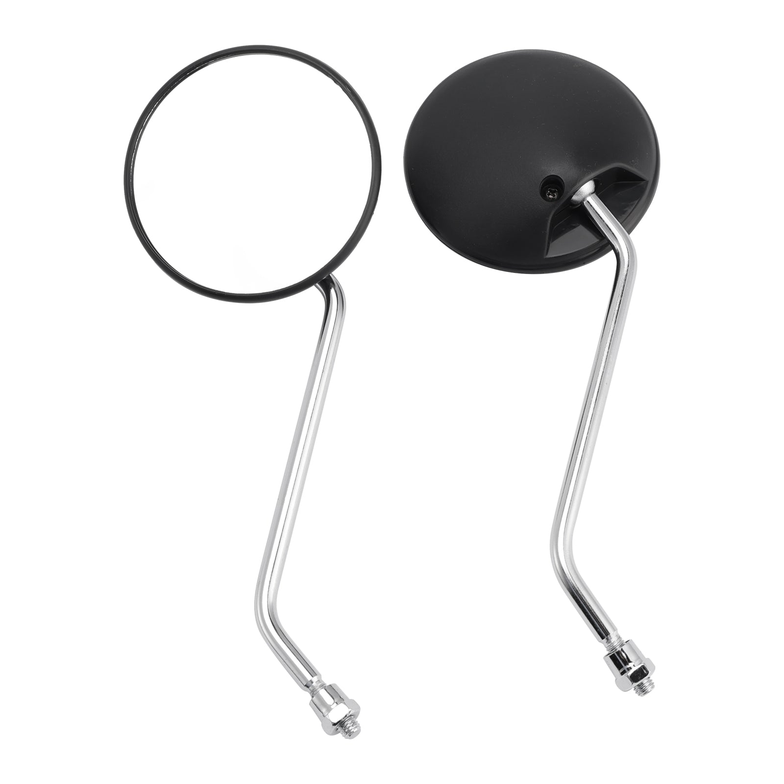 Pair Round Mirrors Black For Piaggio Vespa Scooter Moped 8mm Universal Fit