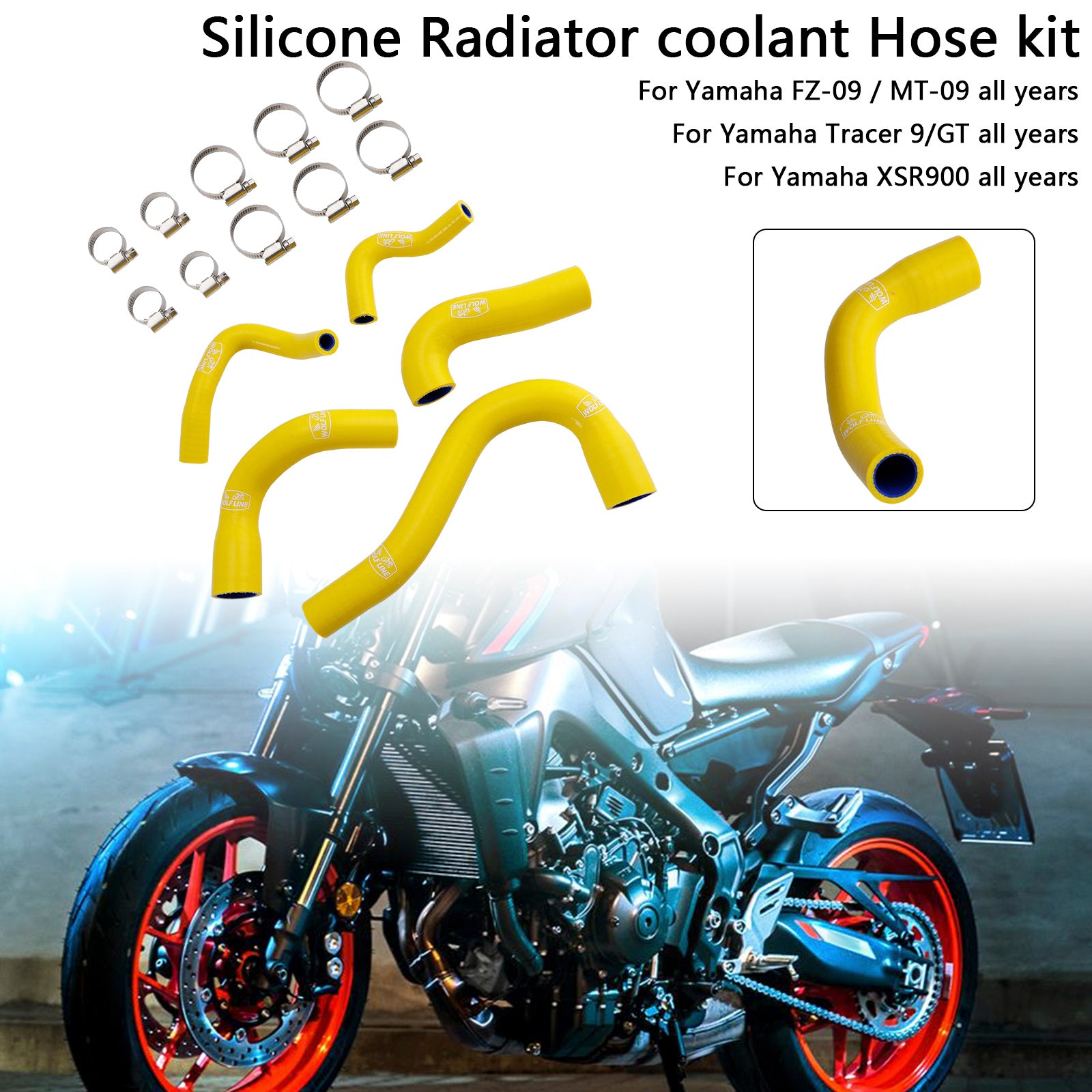 Yamaha MT-09 XSR900 TRACER 9/GT Todos os anos Silicone Radiator Coolant Mangueira