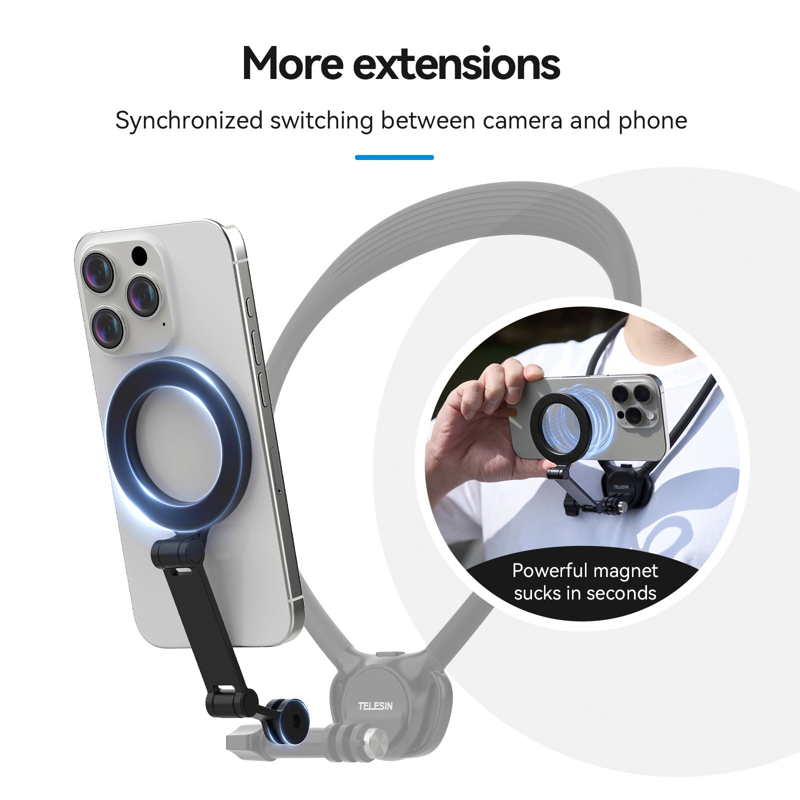 Twee in één magnetisch nekhalster luchtkussenvulling camera nekhouder SE2.0