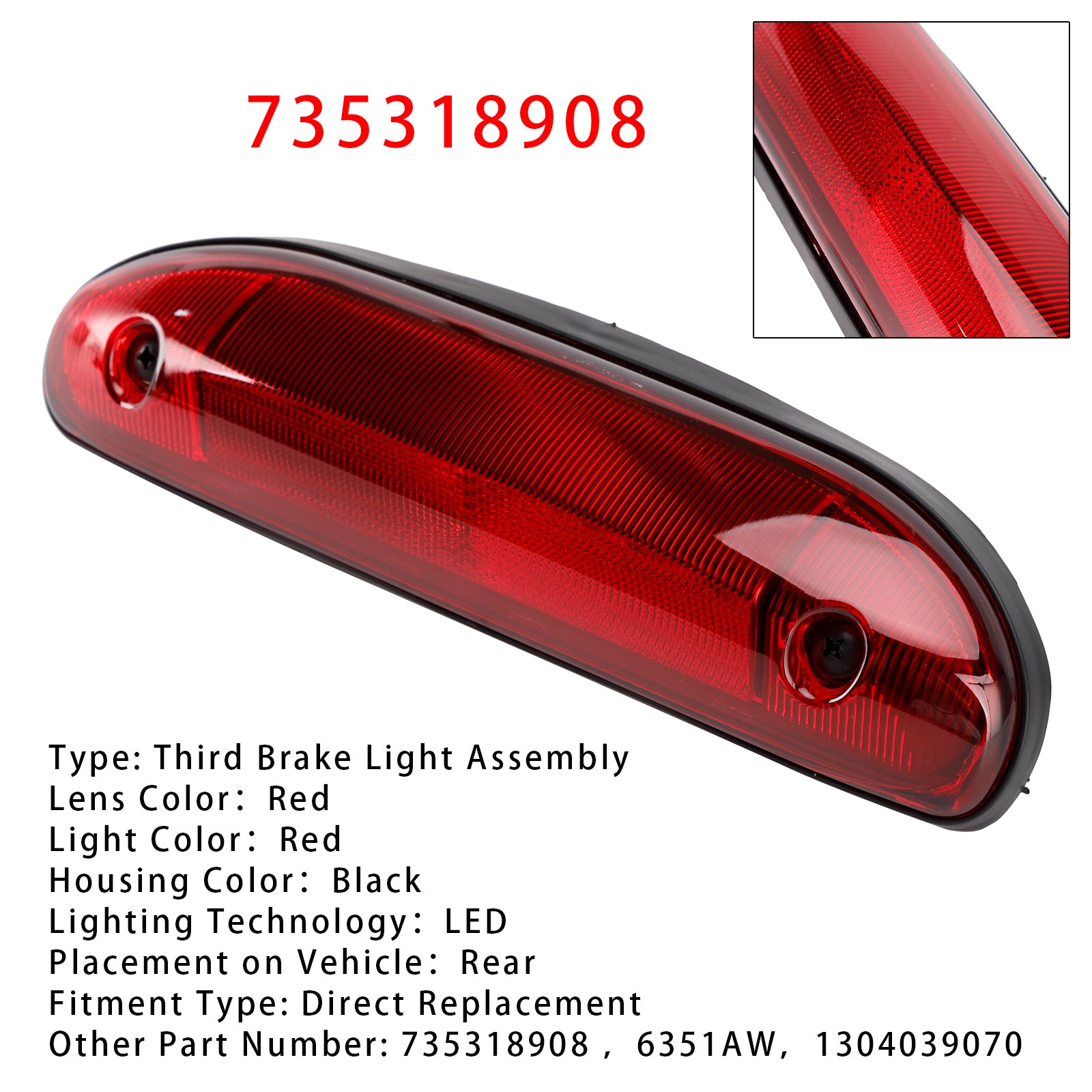 LED Third Brake Light Stop Lamp 735318908 For Ducato 244 Citro?n Jumper Red