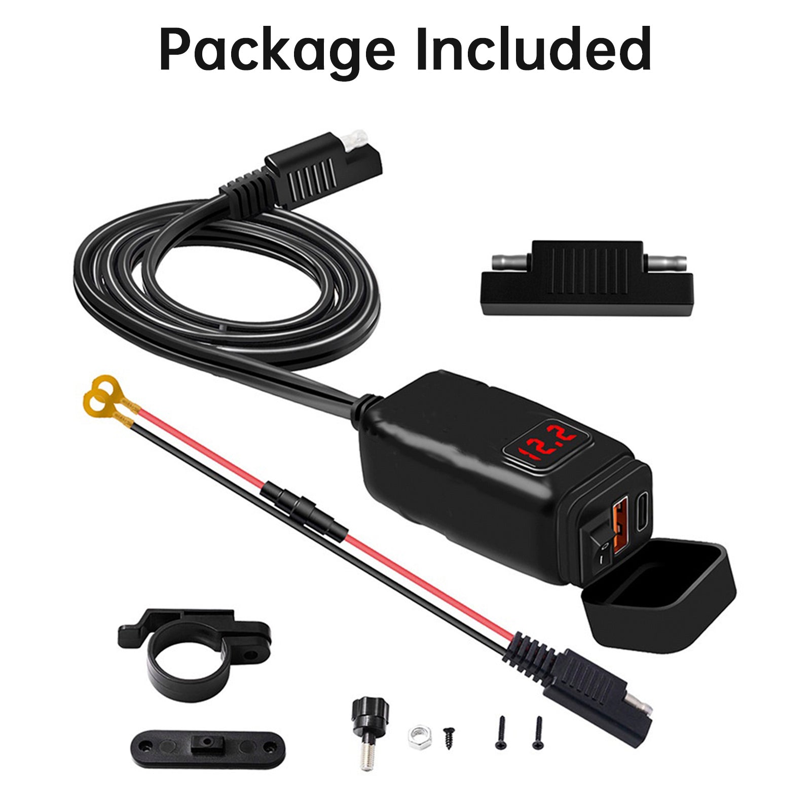 MOTORCYCLE USB SUPER FAST LARGARELEGEBAR HOLDER PD+QC3.0 TPYE-C Power Adapter