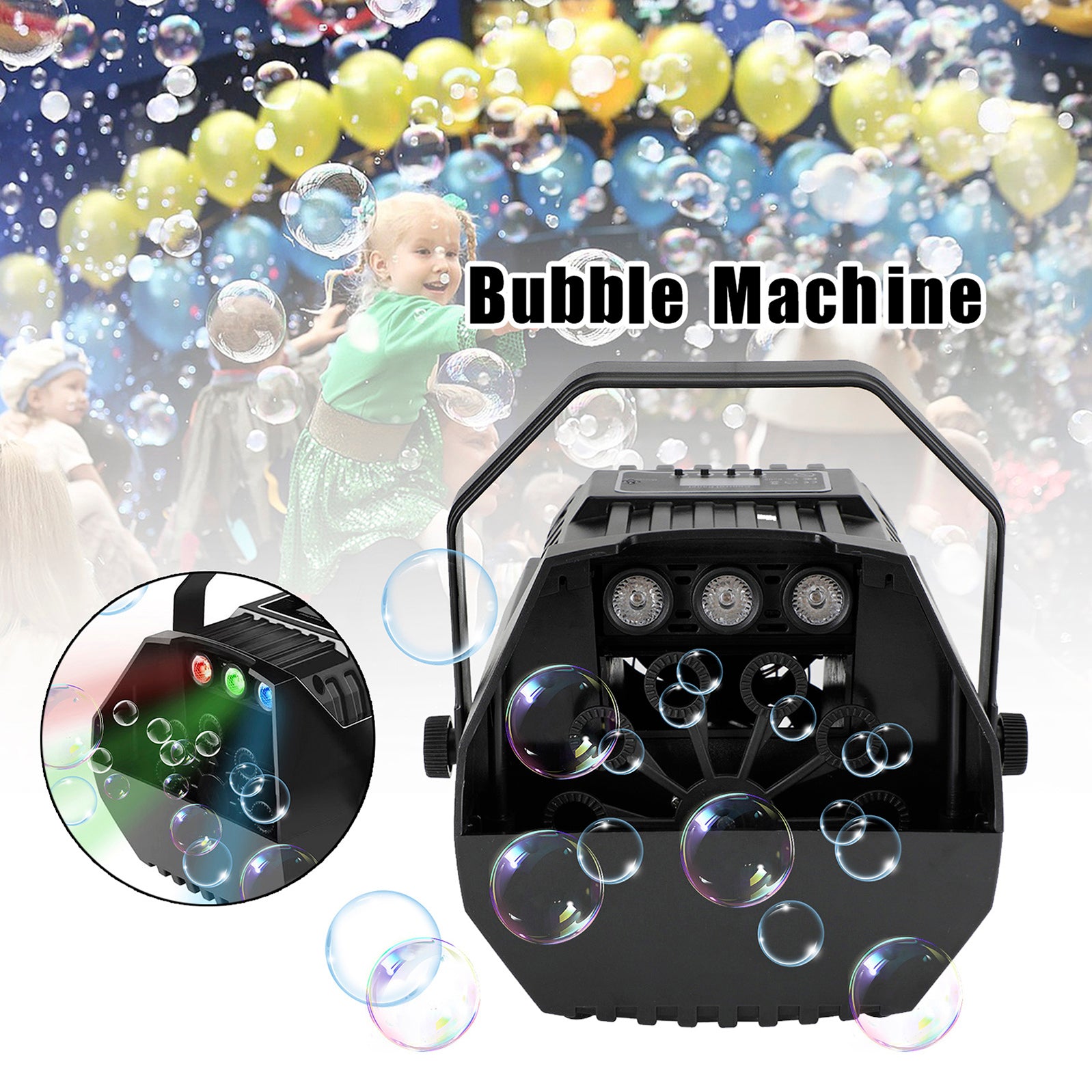 RGB LED Light Automatic Bubble Machine With Remote Control Stage Effect Party