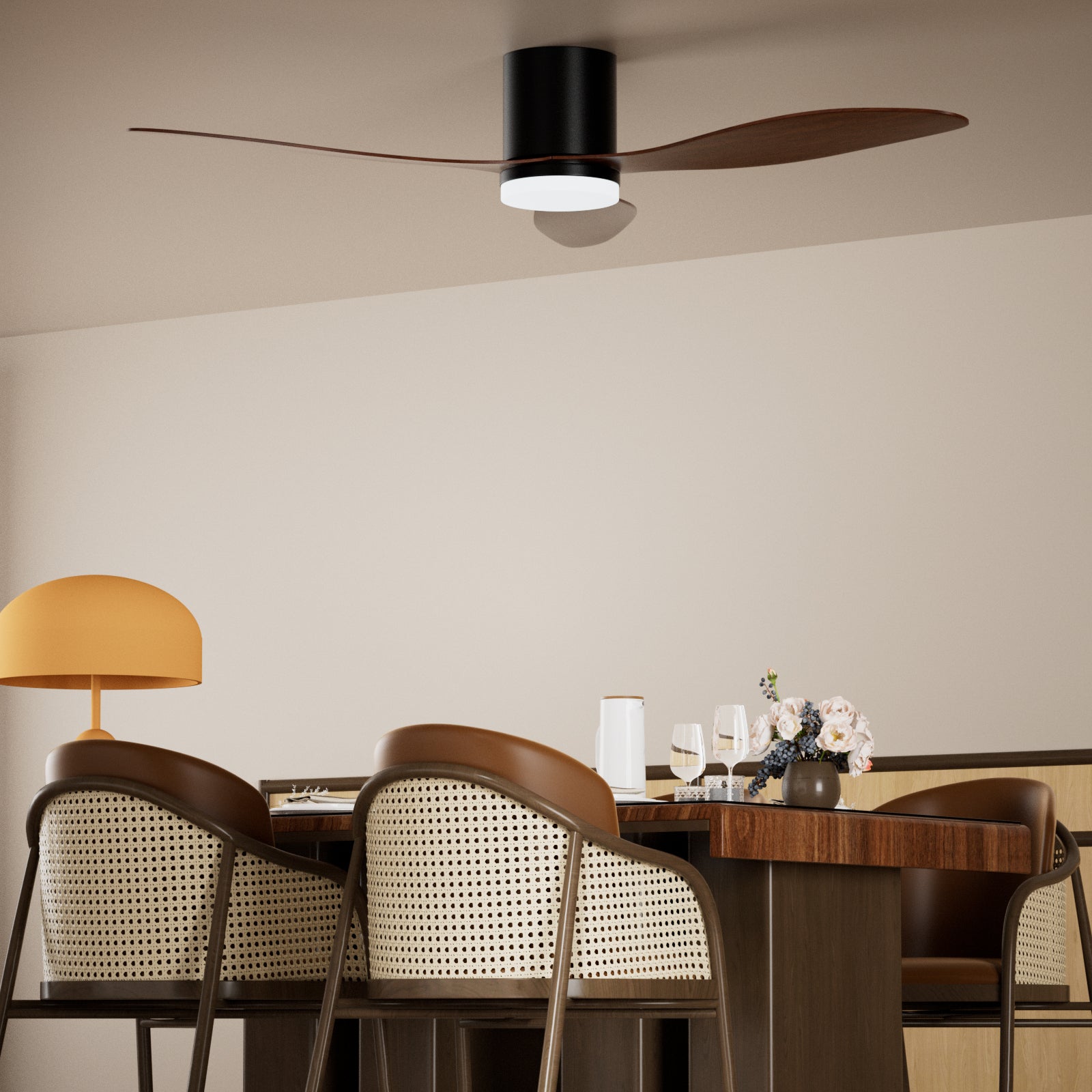 Dimmable LED DC Motor 52" Profile Ceiling Fan with Lights Remote/App Control