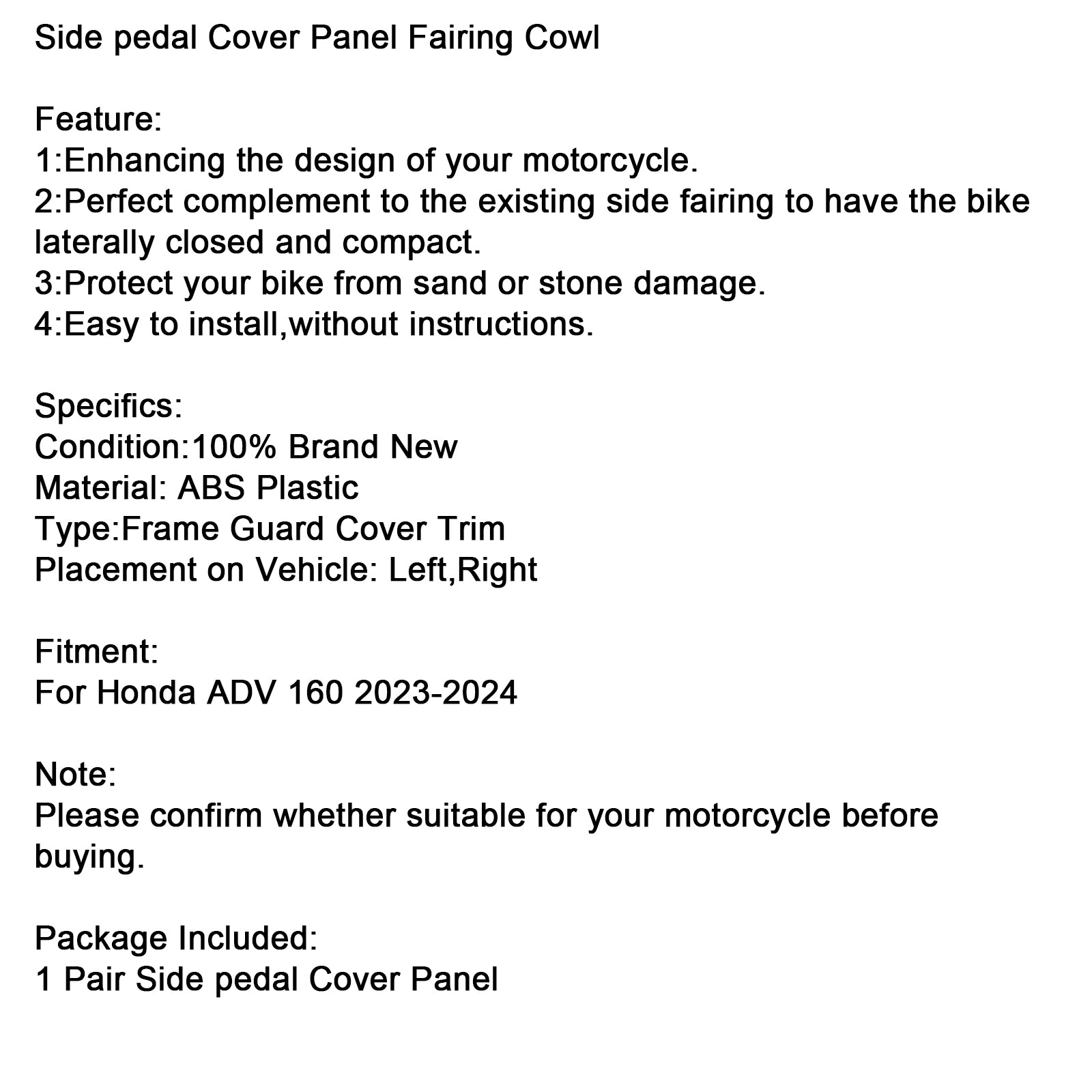 2023-2024 Honda ADV 160 Side pedal Cover Panel Fairing Cowl