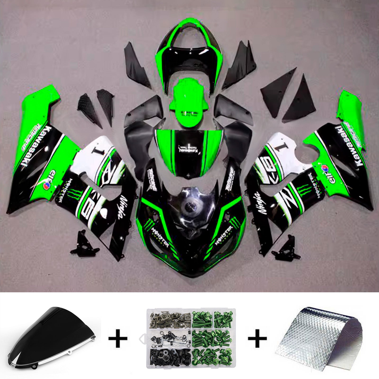 Kit carena iniezione carrozzeria in plastica ABS adatta per Kawasaki ZX6R 636 2005-2006