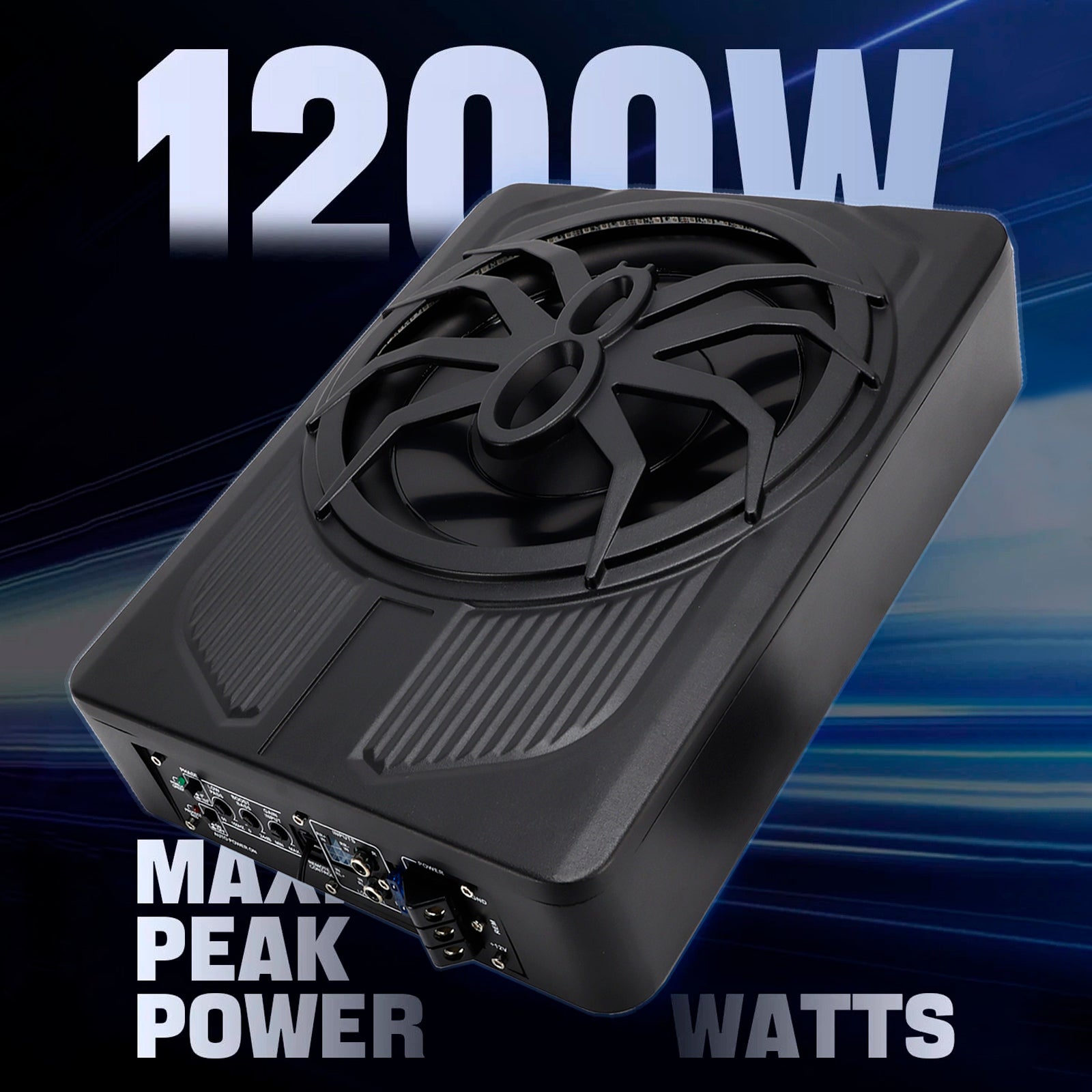 1200W Car Subwoofer 10" 12V Slim Under Seat Powered Car Subwoofer for Car Truck