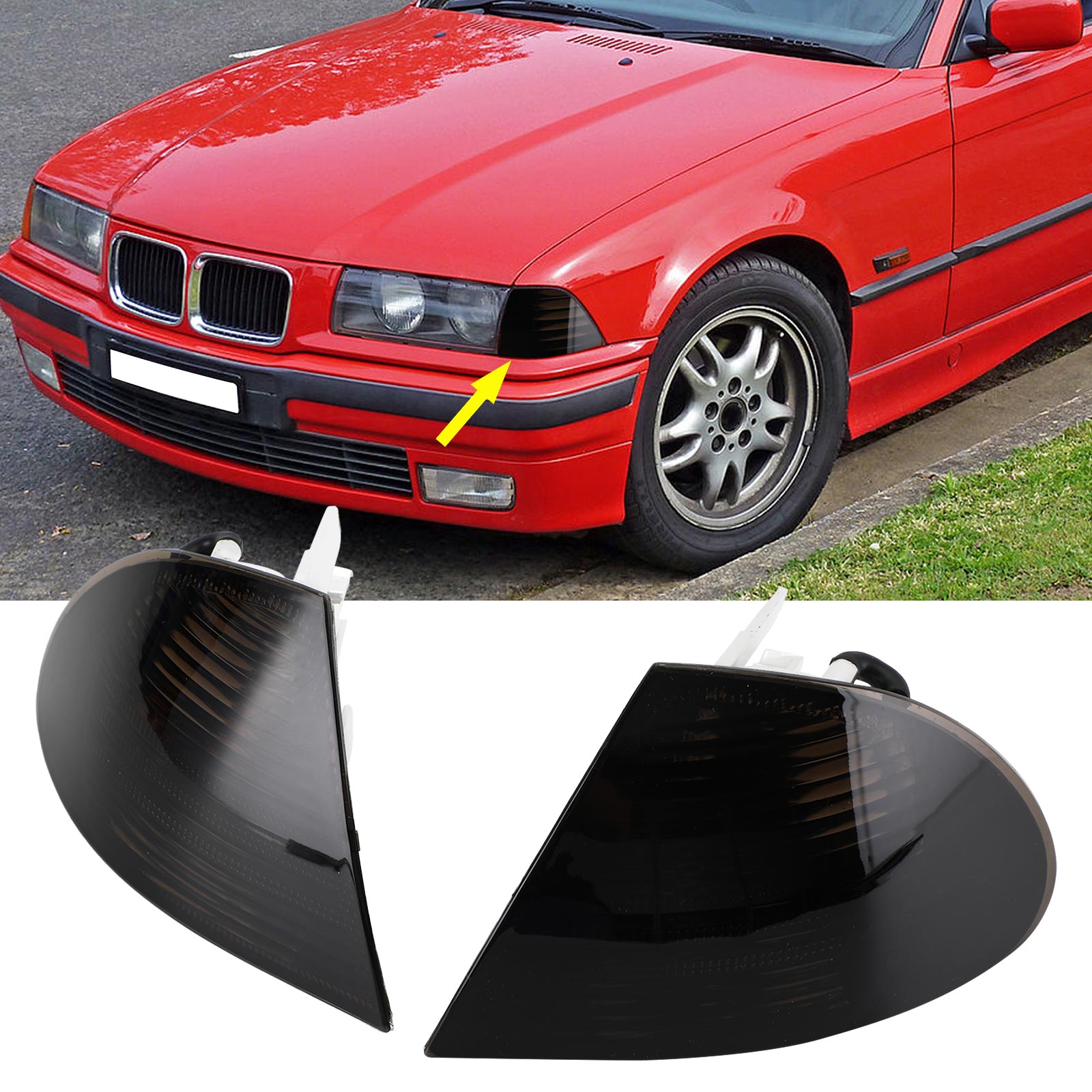 1998-2001 BMW 3 Série E46 Par de sedan Luz lateral de canto cinza para 63136902766