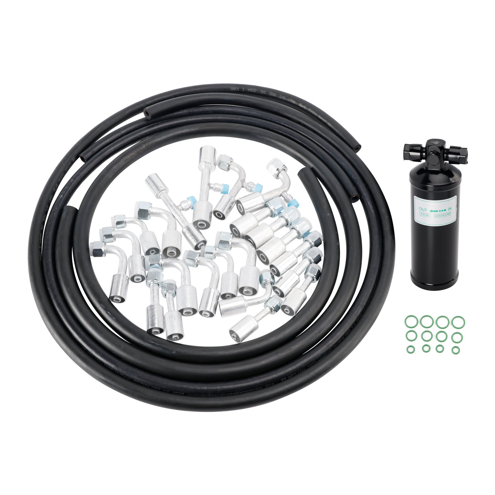 26PCS Air Conditioning Hose and Fitting Kit Includes 6.5 ft #6#8#10 AC Hoses