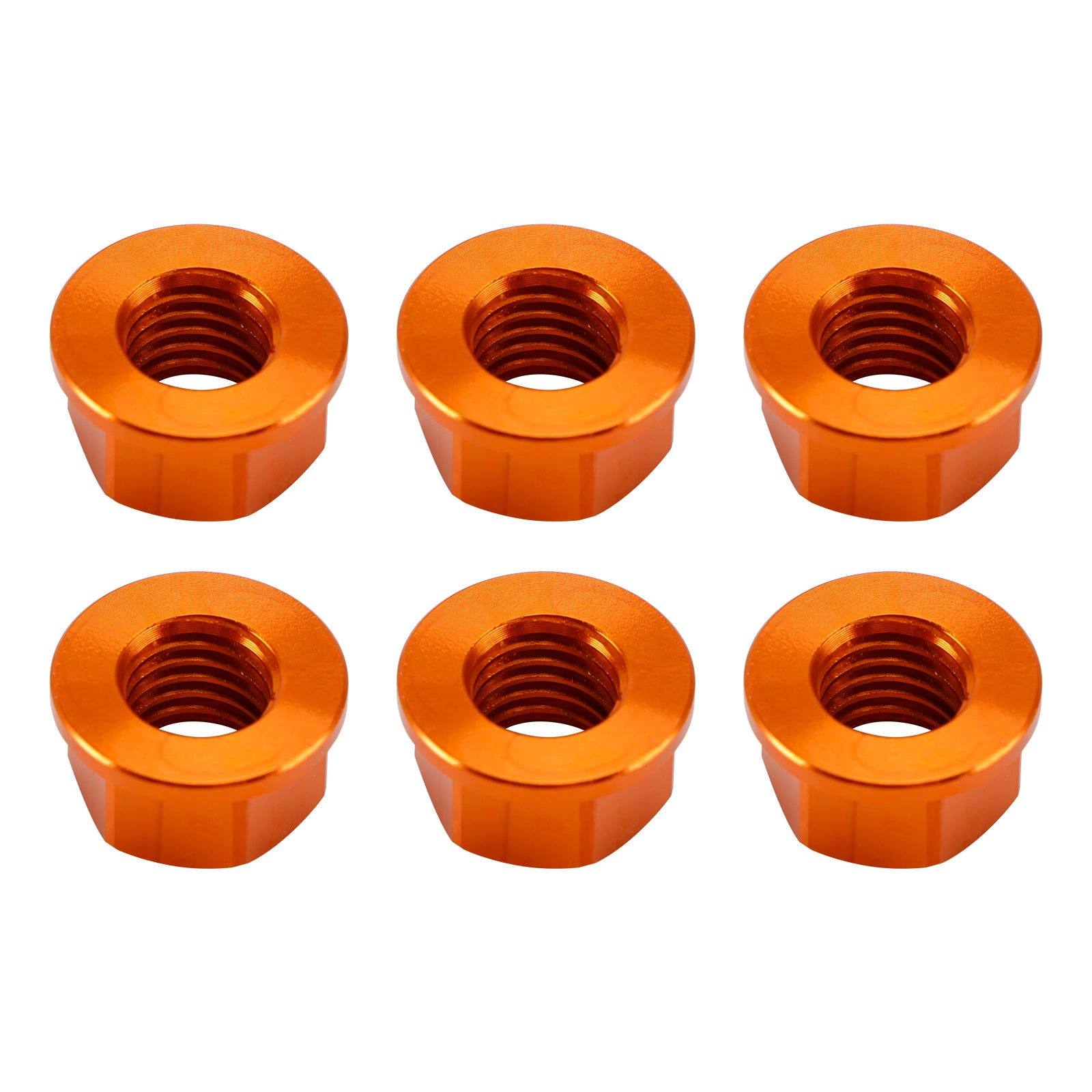 6 Pack Aluminum Rear Sprocket Flange Nuts M10X1.5mm Orange For Motorcycle Bike