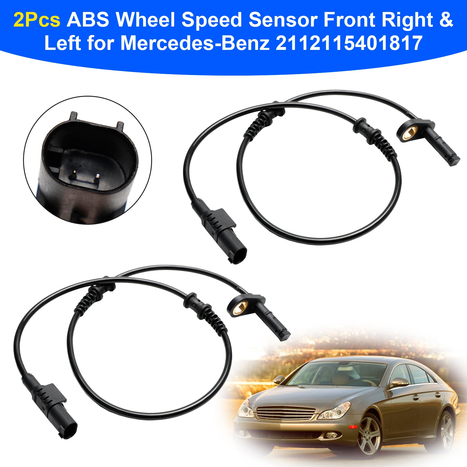 Sensor de velocidade da roda ABS 2 peças dianteiro direito & Esquerda para Mercedes-Benz 2112115401817