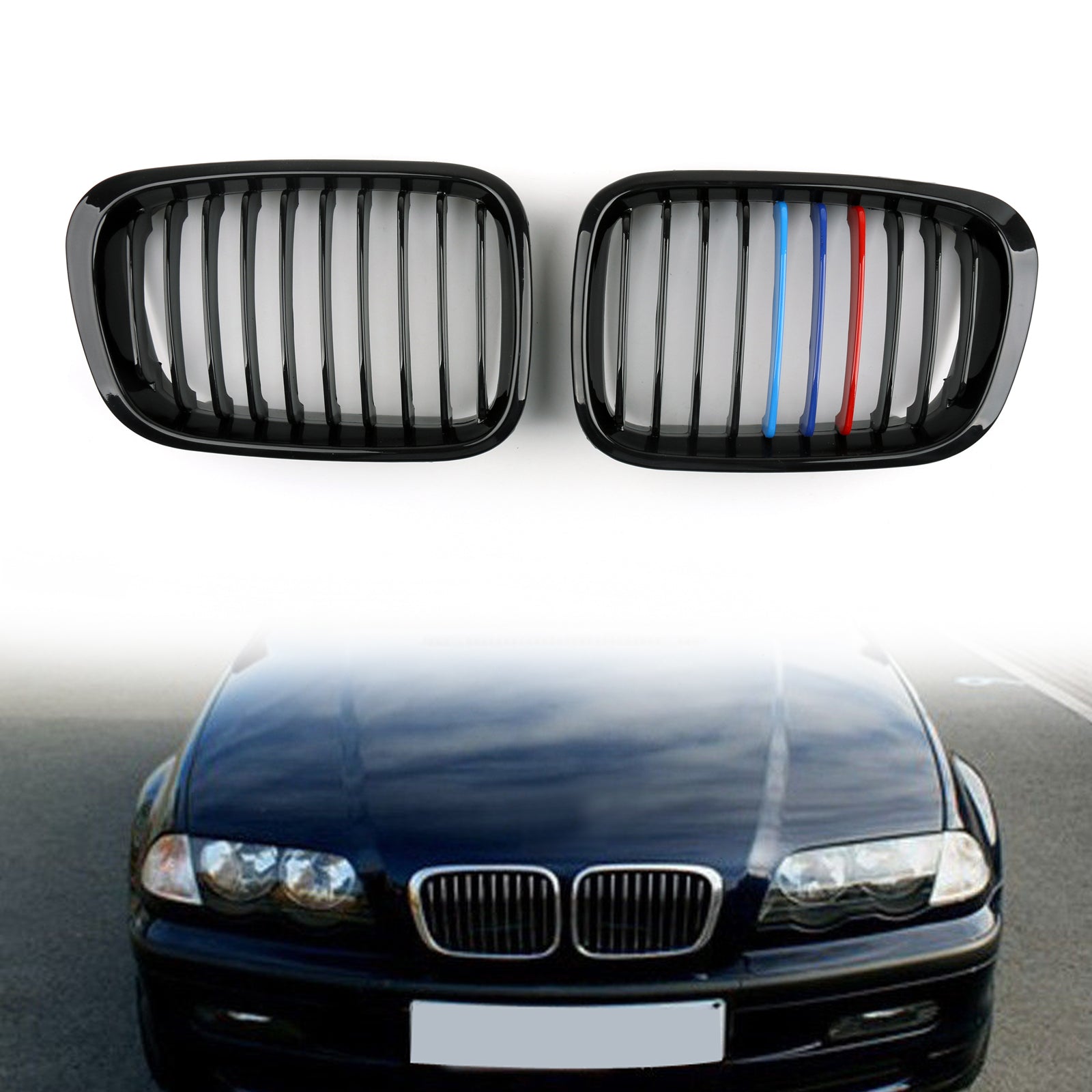 1998-2001 BMW E46 3 Series 4 Door M-Color Front Kidney Hood Grille Grill