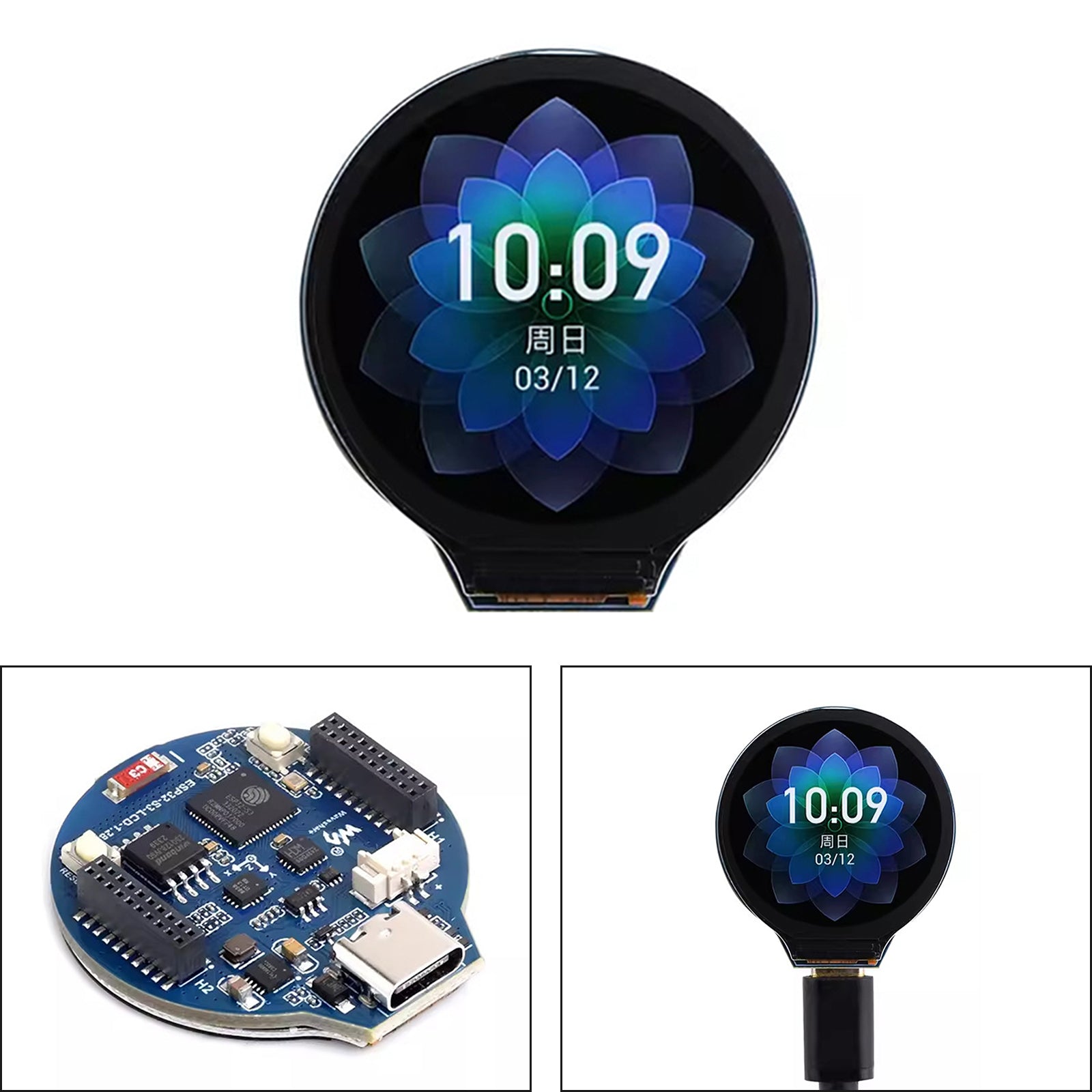 ESP32 S3 Development Board Round IPS Screen Bluetooth 240MHz Driftsfrekvens