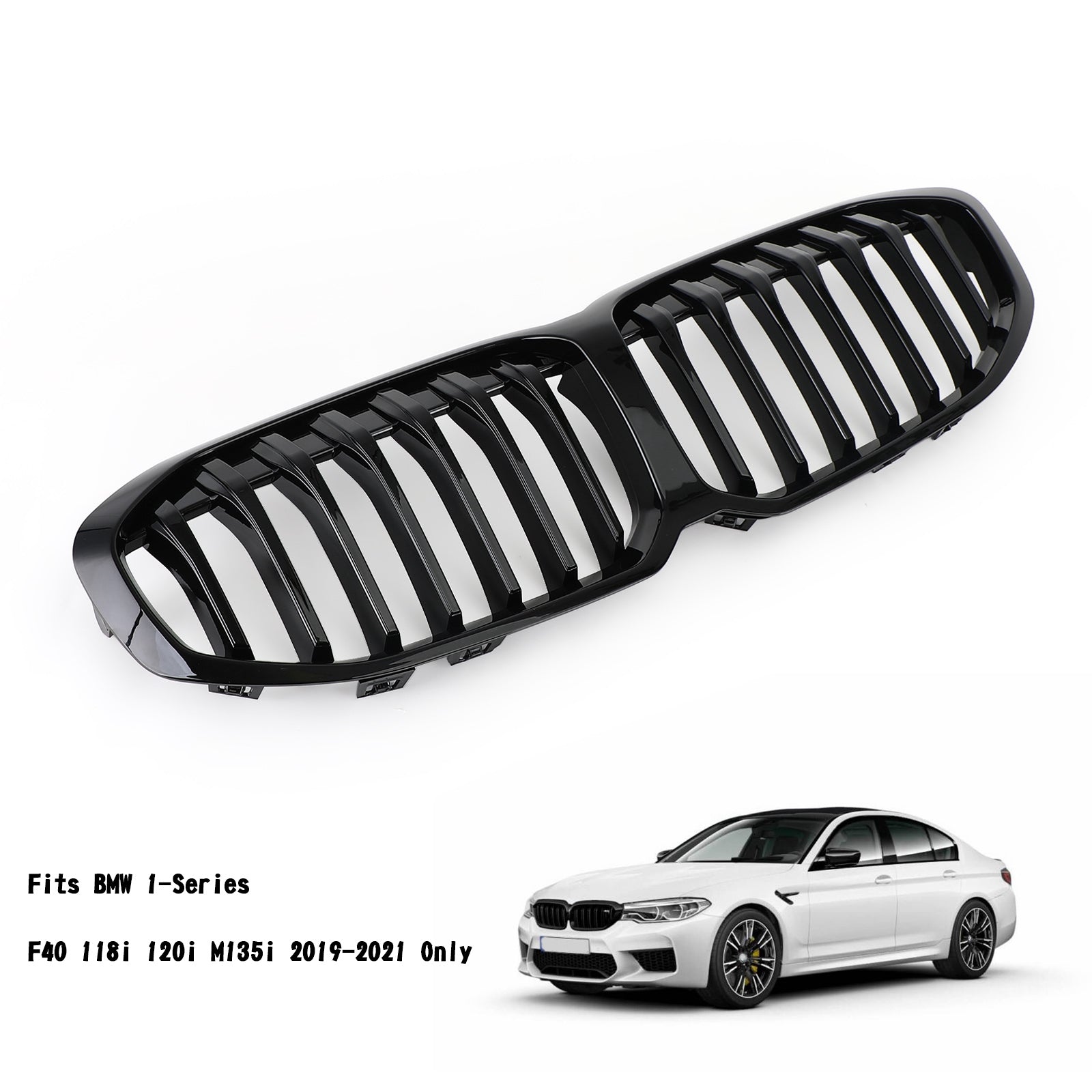 2019-2023 BMW F40 1-serie Glanzend zwart vervangende motorkapgrille 51138080490
